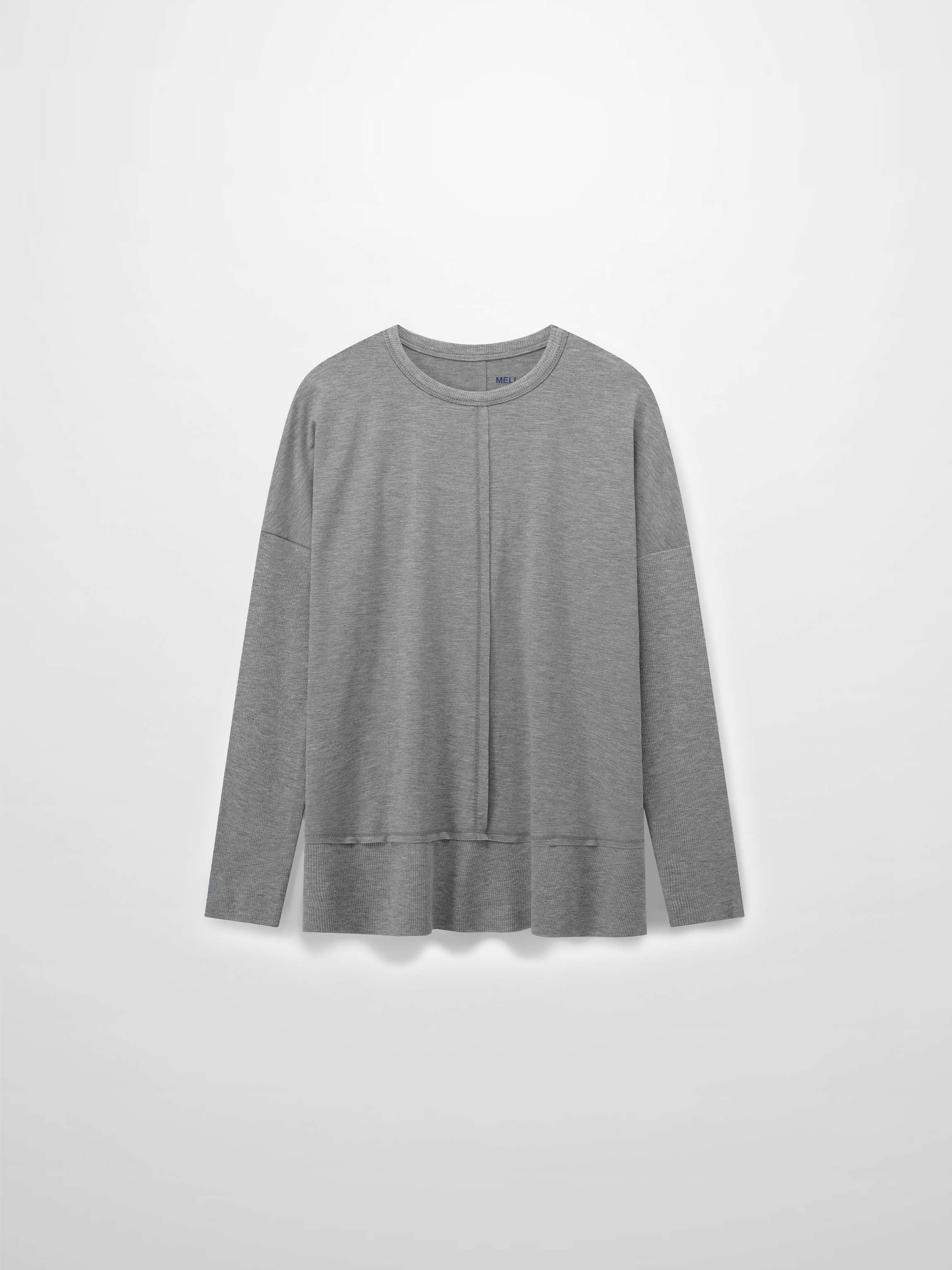 RIBBED BOTTOM T-SHIRT-HEATHERED GREY