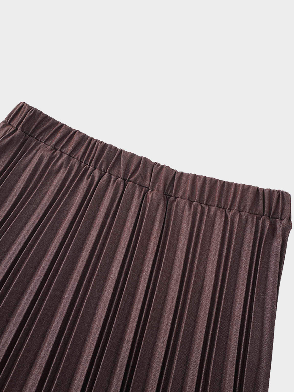Denim Pleated Skirt-Dark Brown