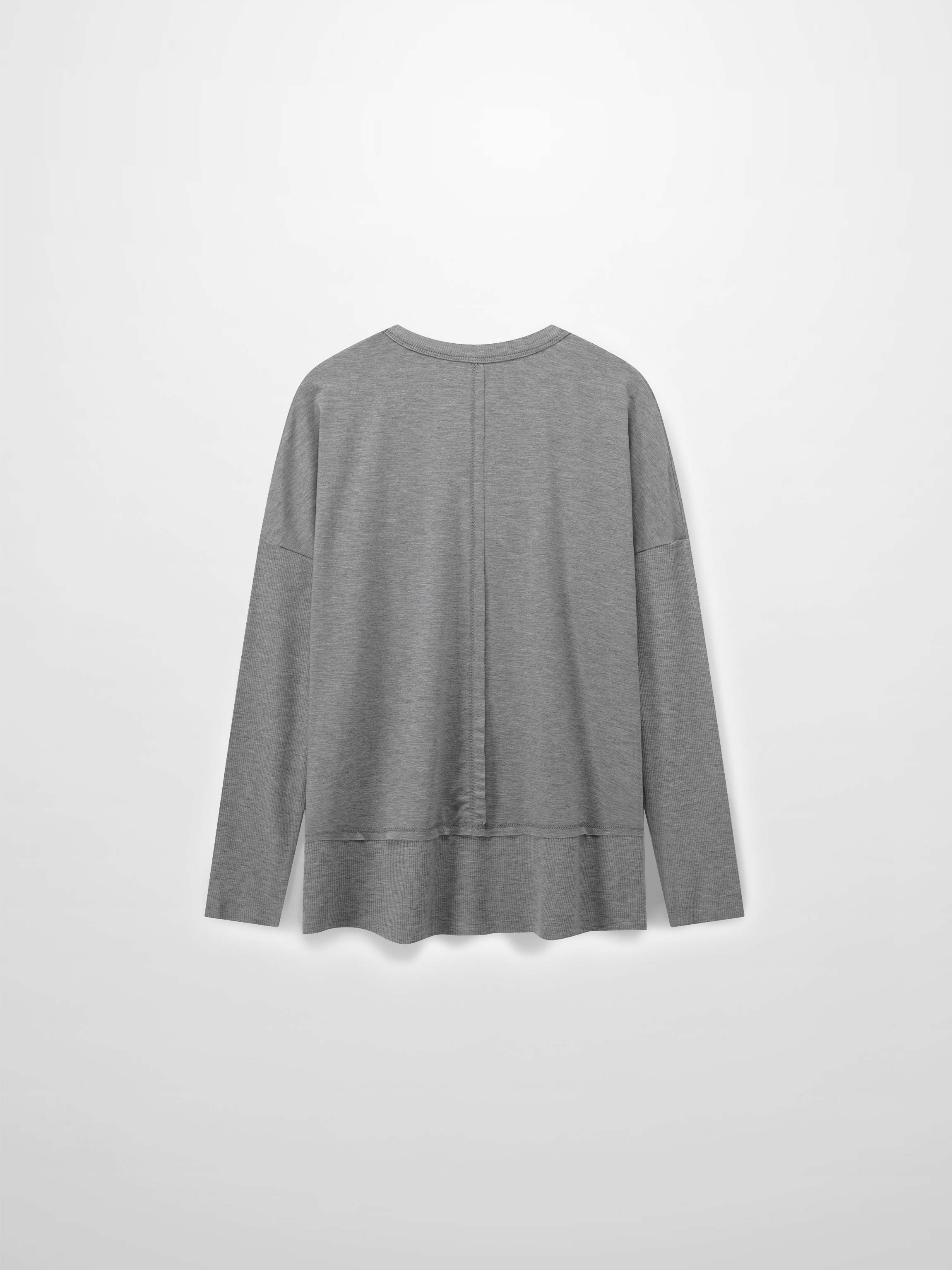 RIBBED BOTTOM T-SHIRT-HEATHERED GREY