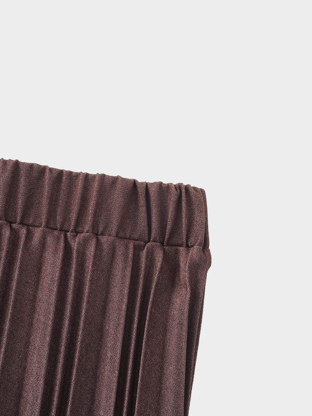 Denim Pleated Skirt-Dark Brown