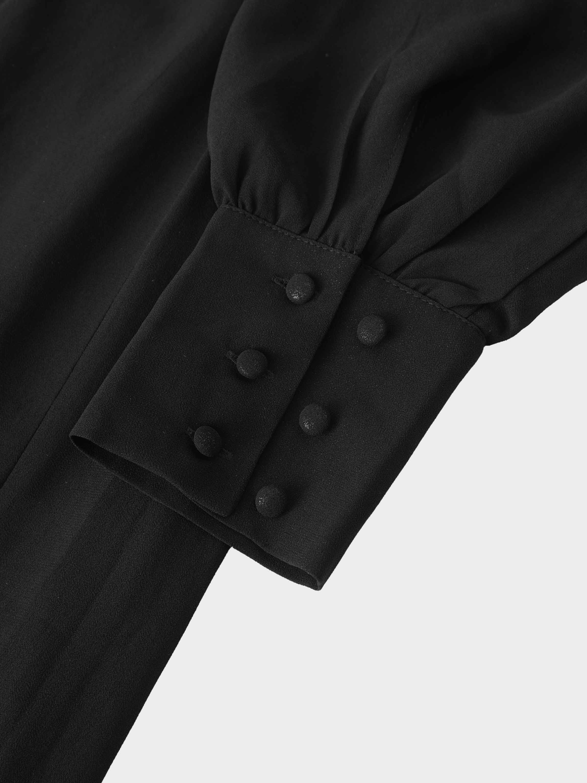 Ruffle Trim Maternity Dress-Black