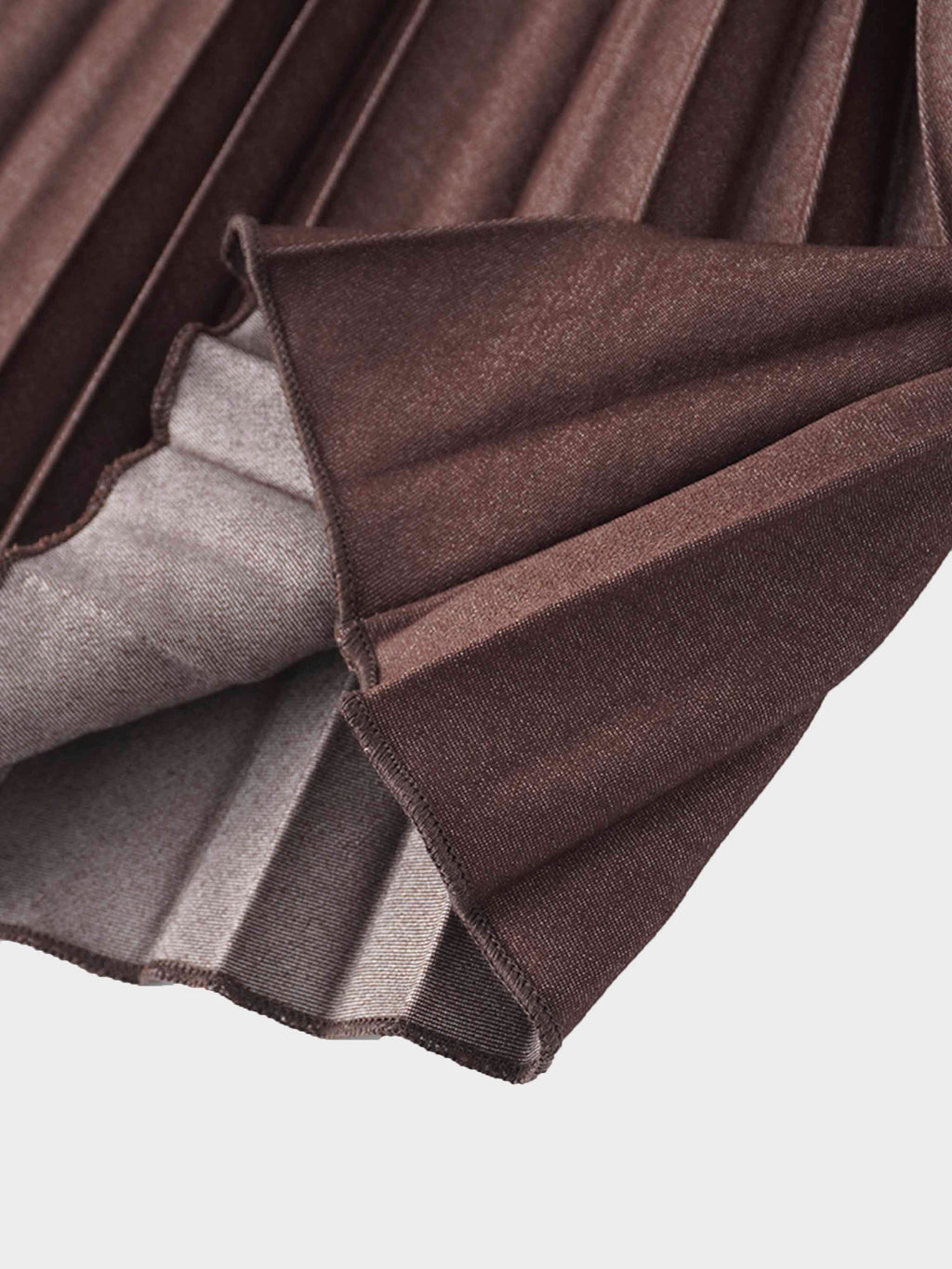 Denim Pleated Skirt-Dark Brown