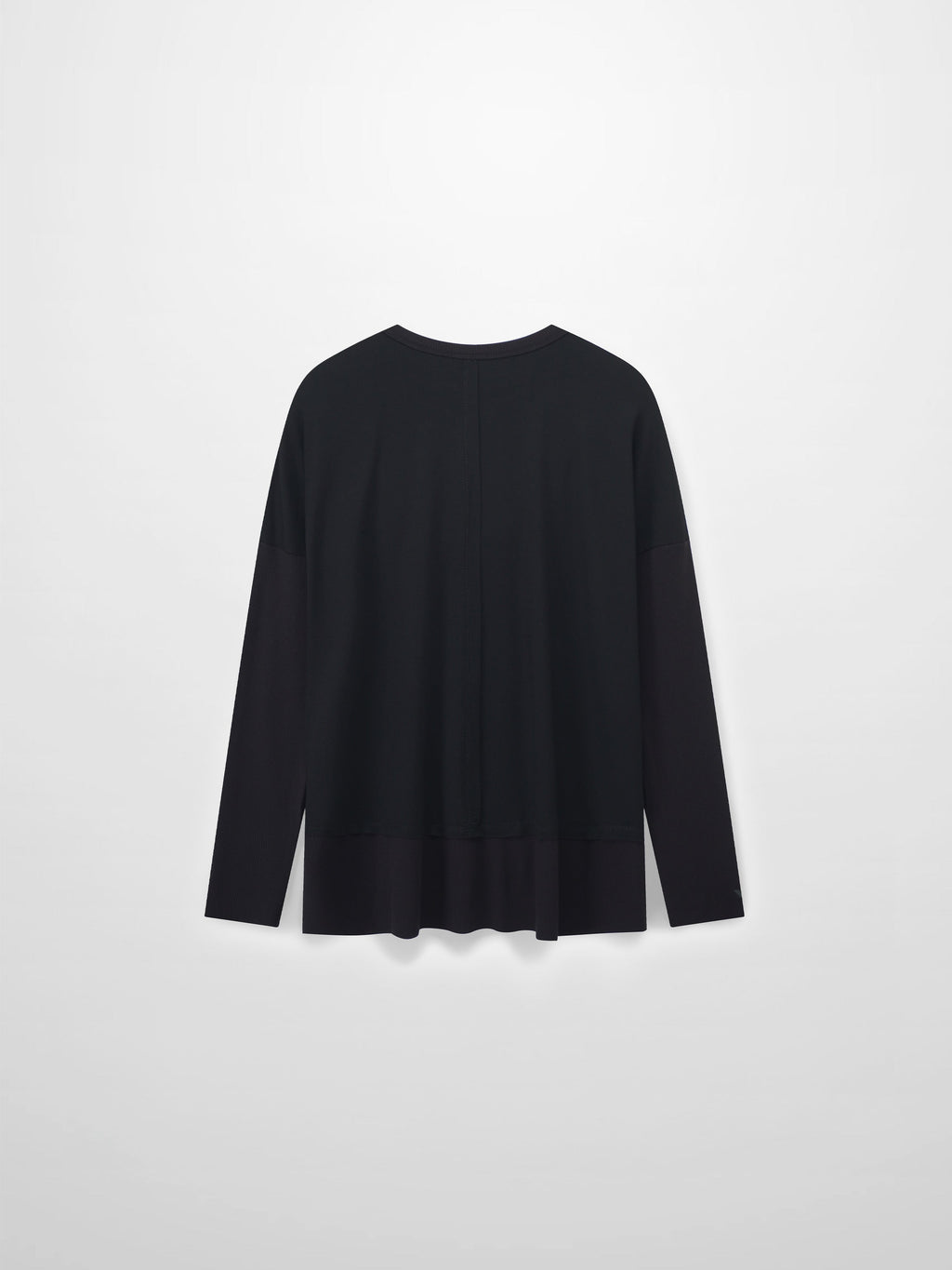 RIBBED BOTTOM T-SHIRT-BLACK