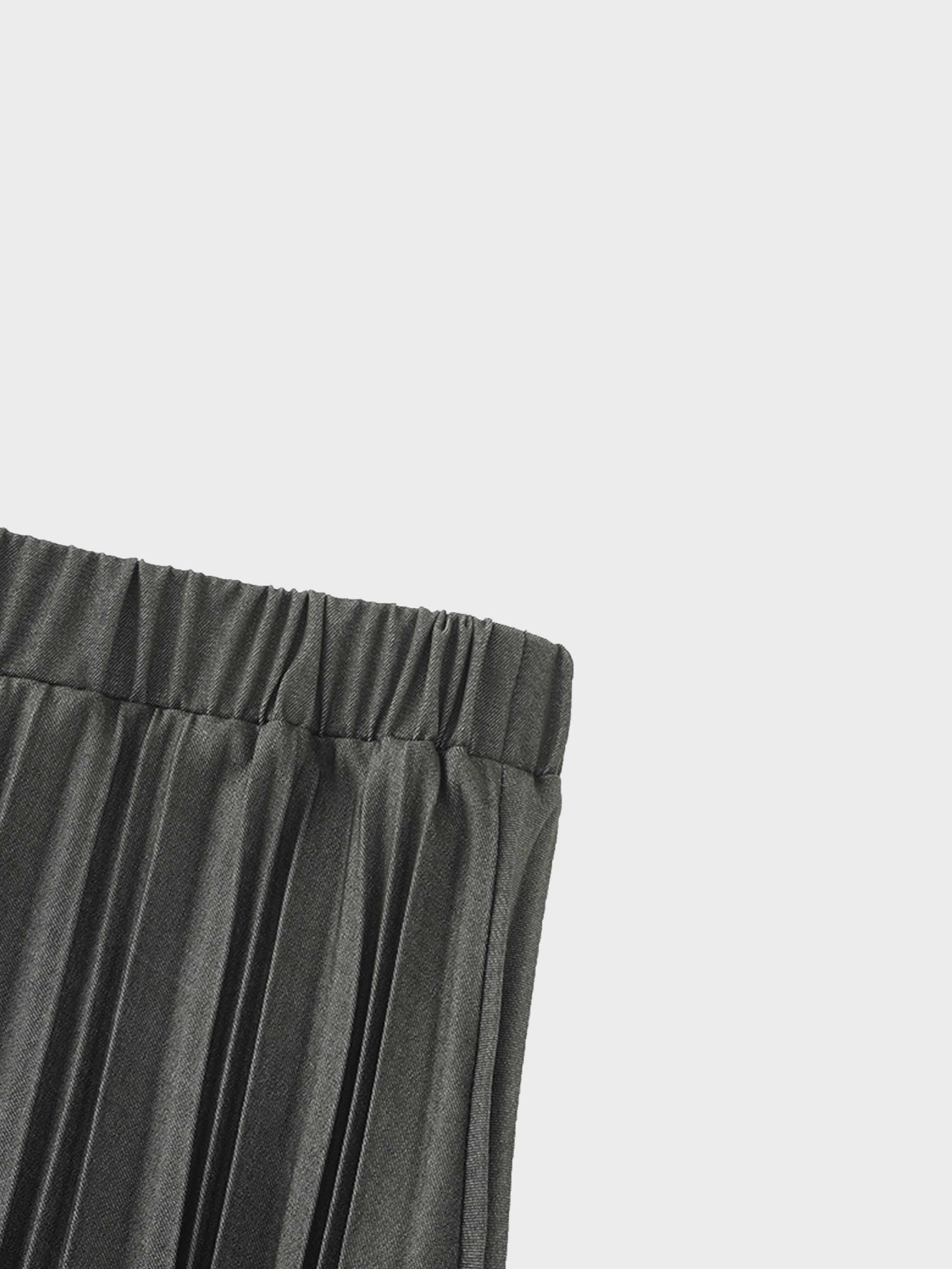 Denim Pleated Skirt-Olive