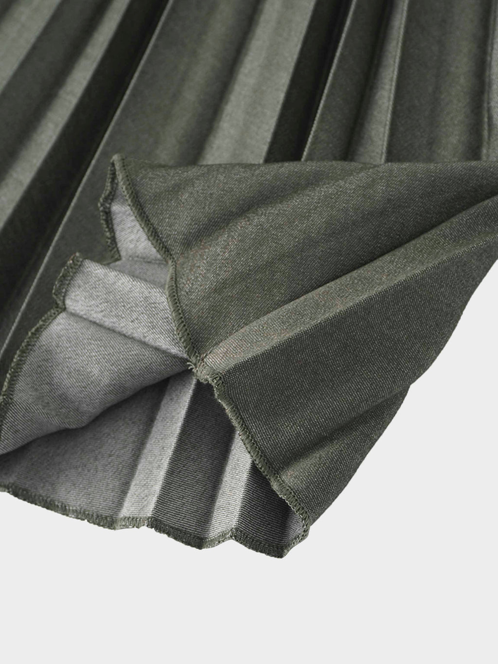 Denim Pleated Skirt-Olive