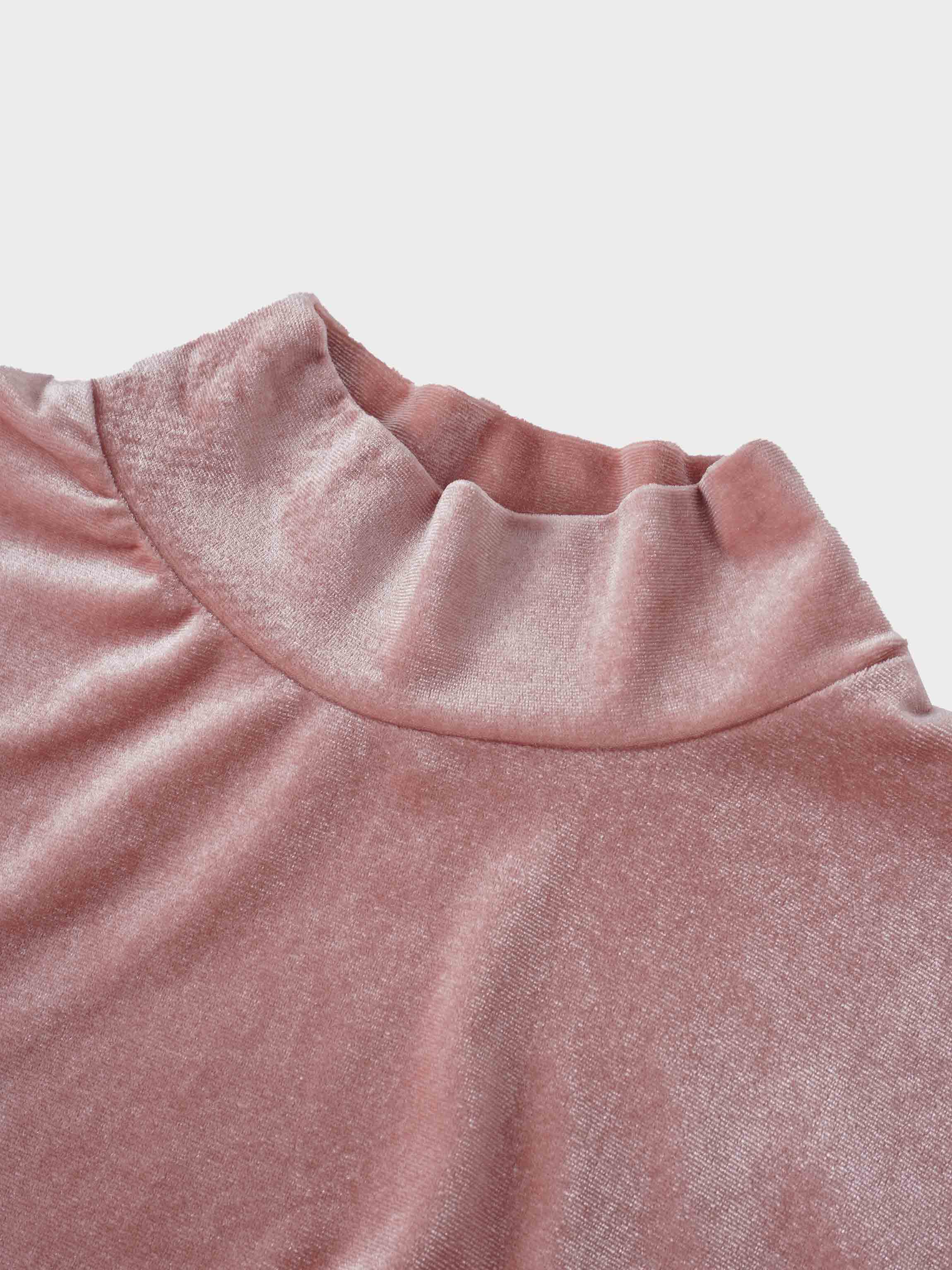 Velour Mock Neck Turtleneck-Blush