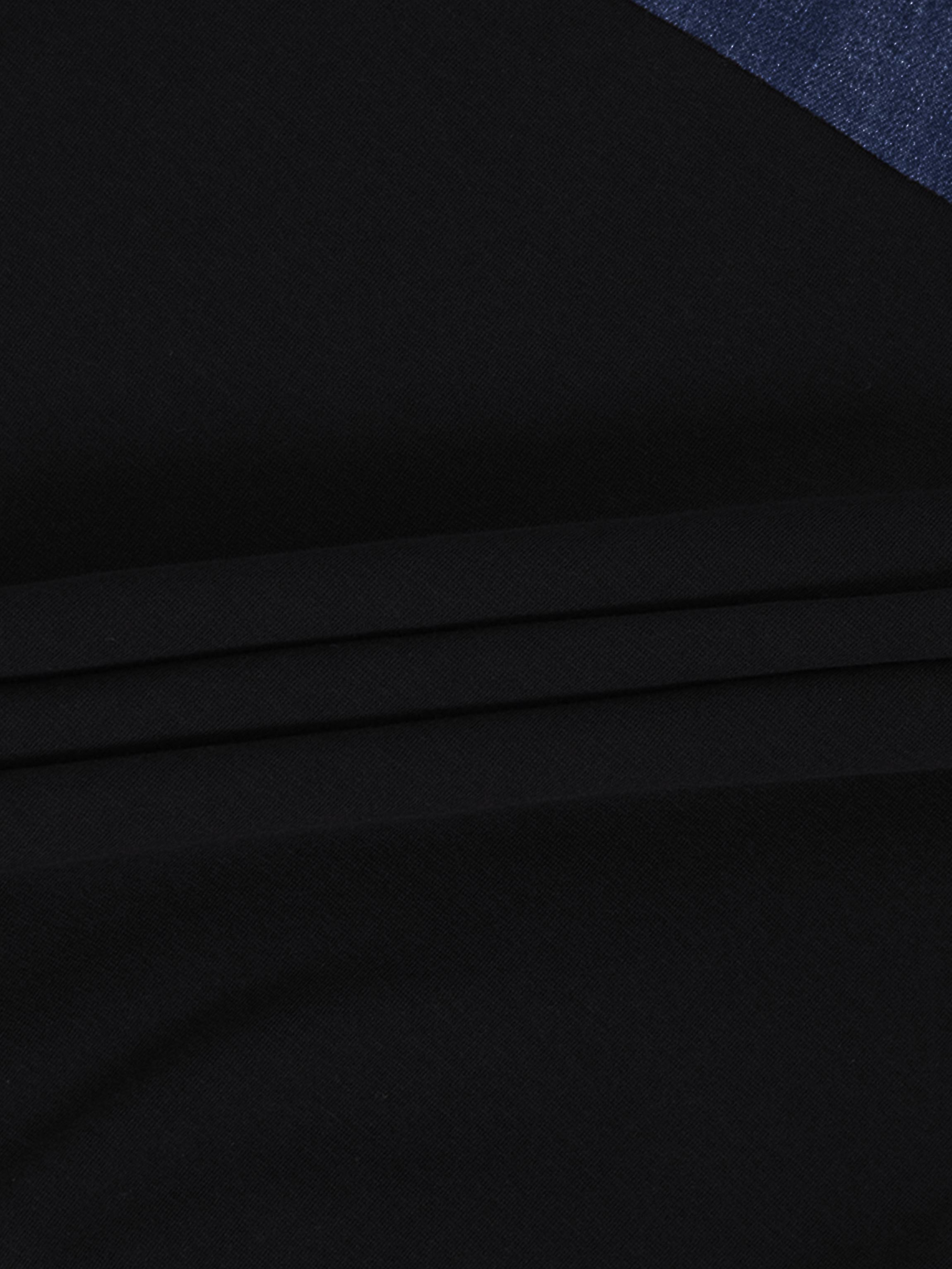 Collar Sweatshirt-Denim/Black