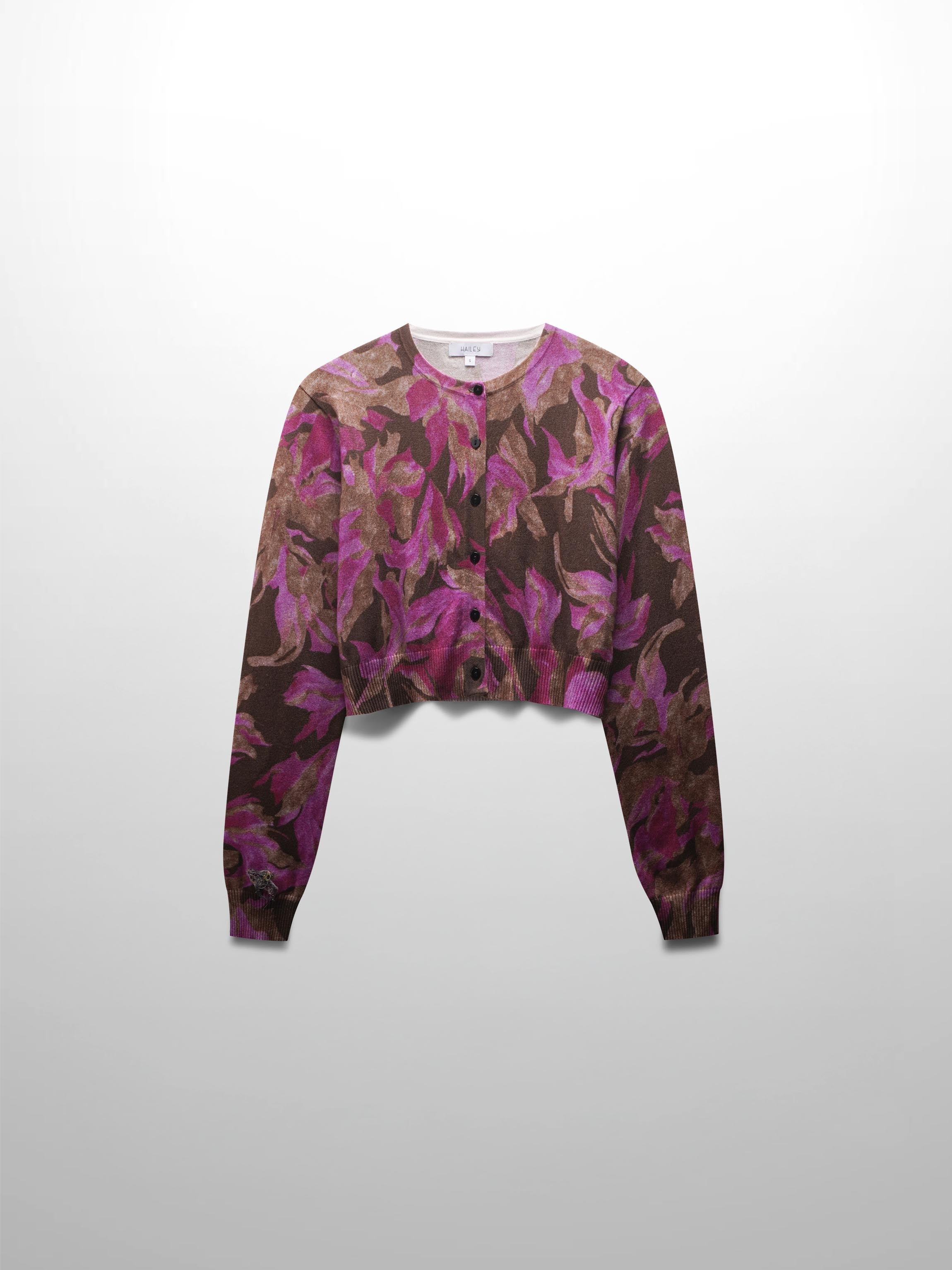 Printed Cardigan-Brown/Pink Floral