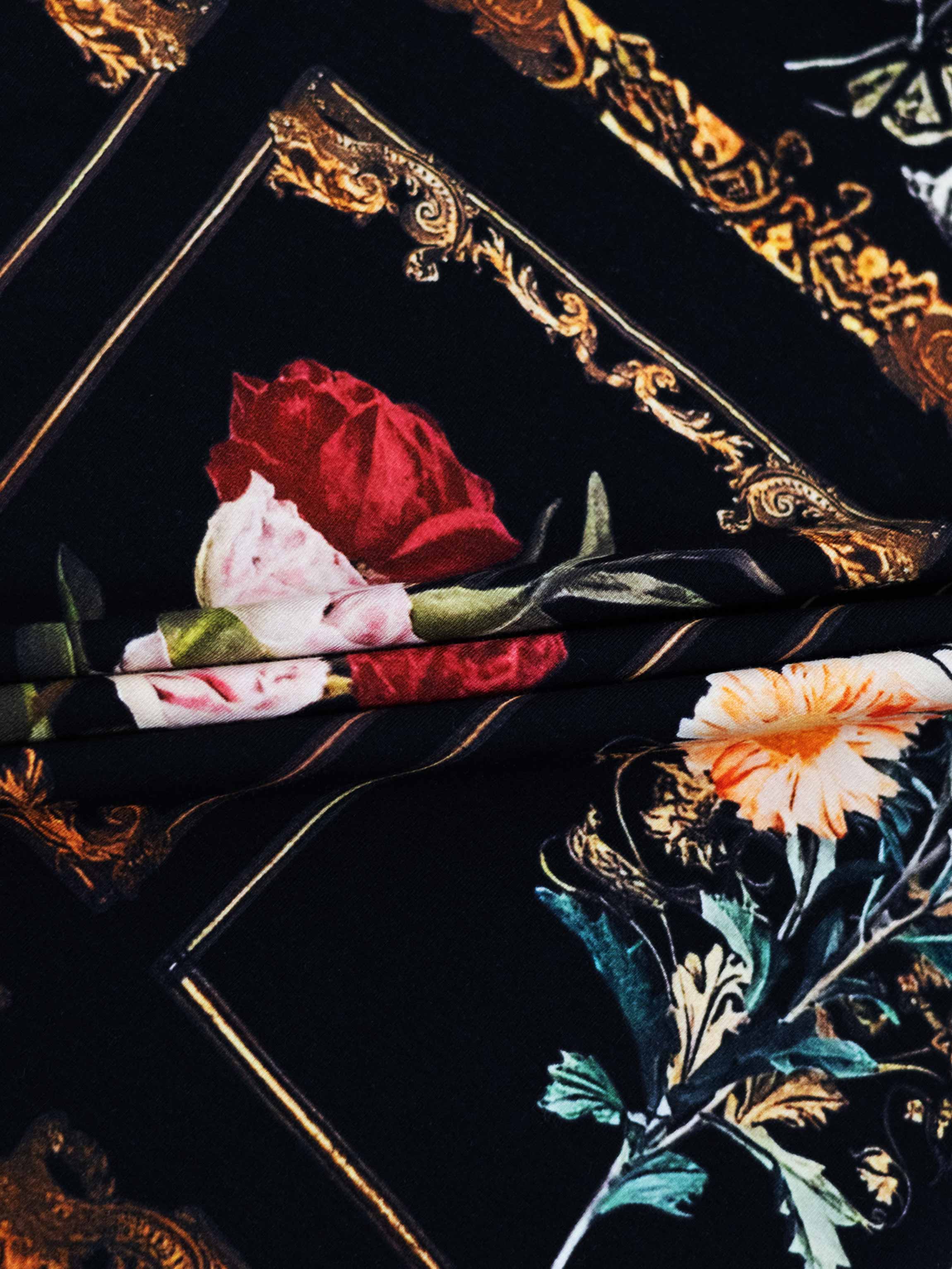 Printed Modal Turtleneck-Floral Portrait