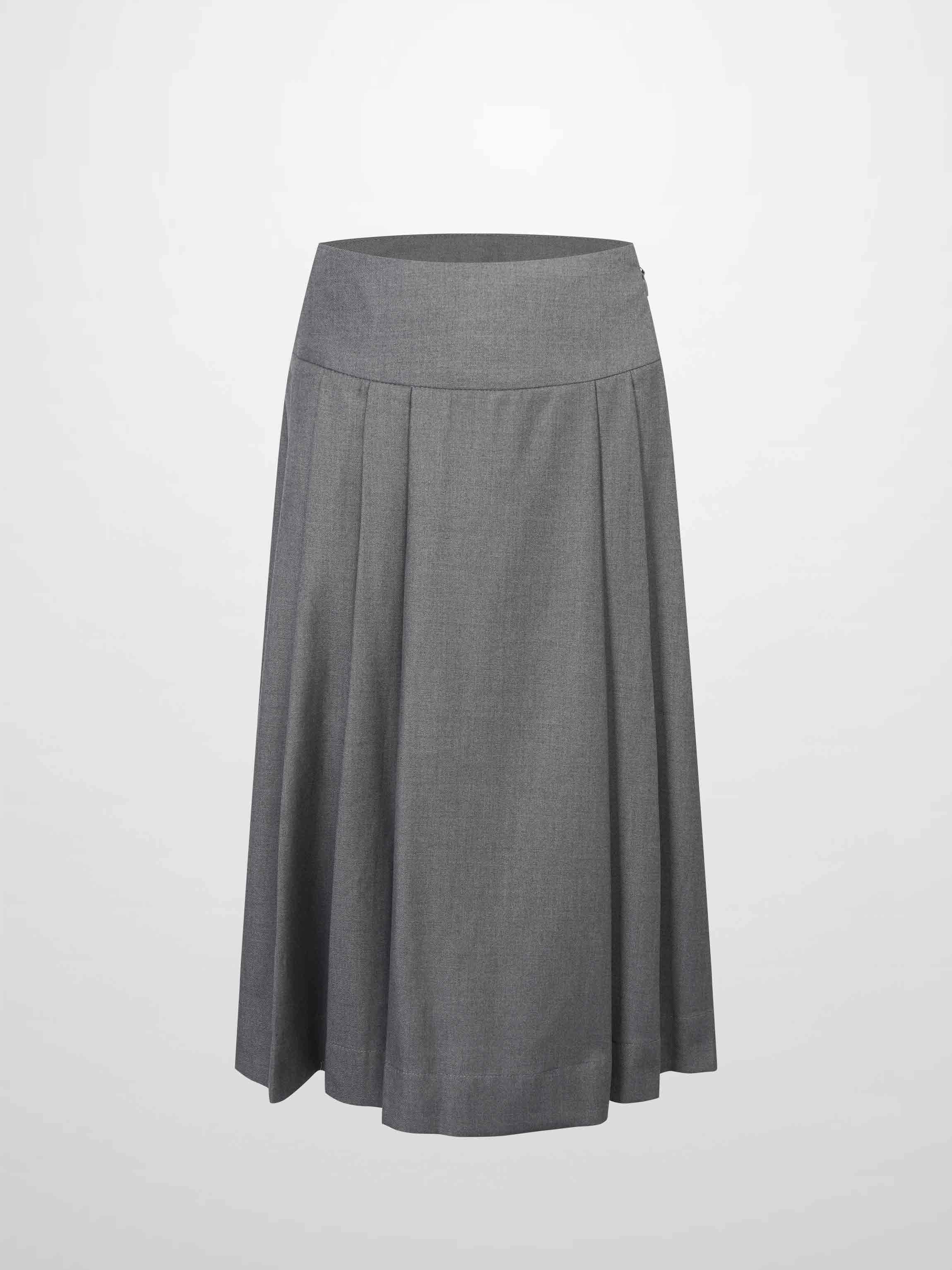 Yoke Pleated Skirt-Grey