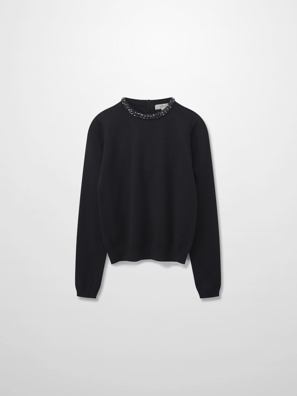 Embellished Crew Sweater-Black