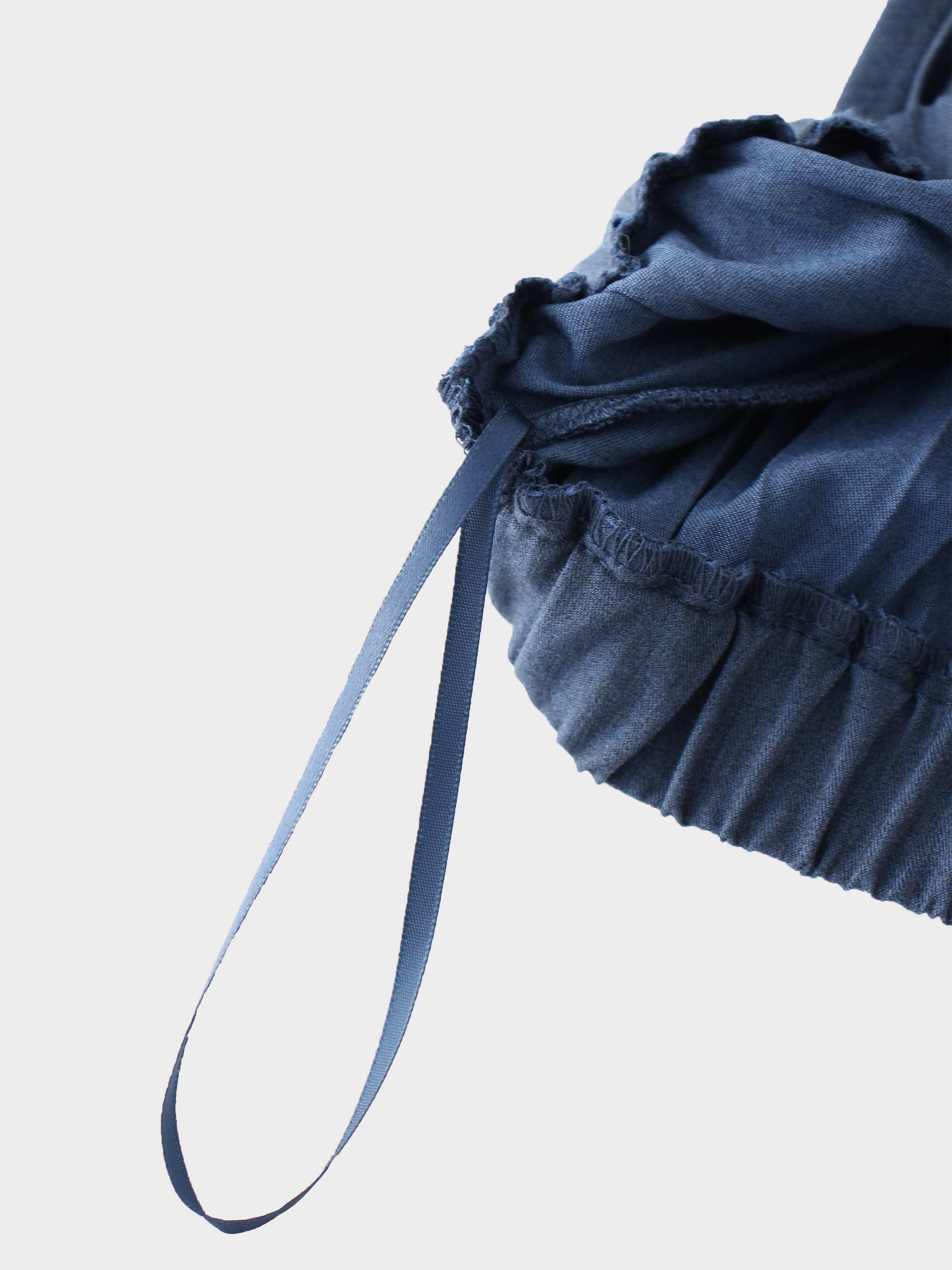 Mix Pleat Skirt-Dark Blue Denim