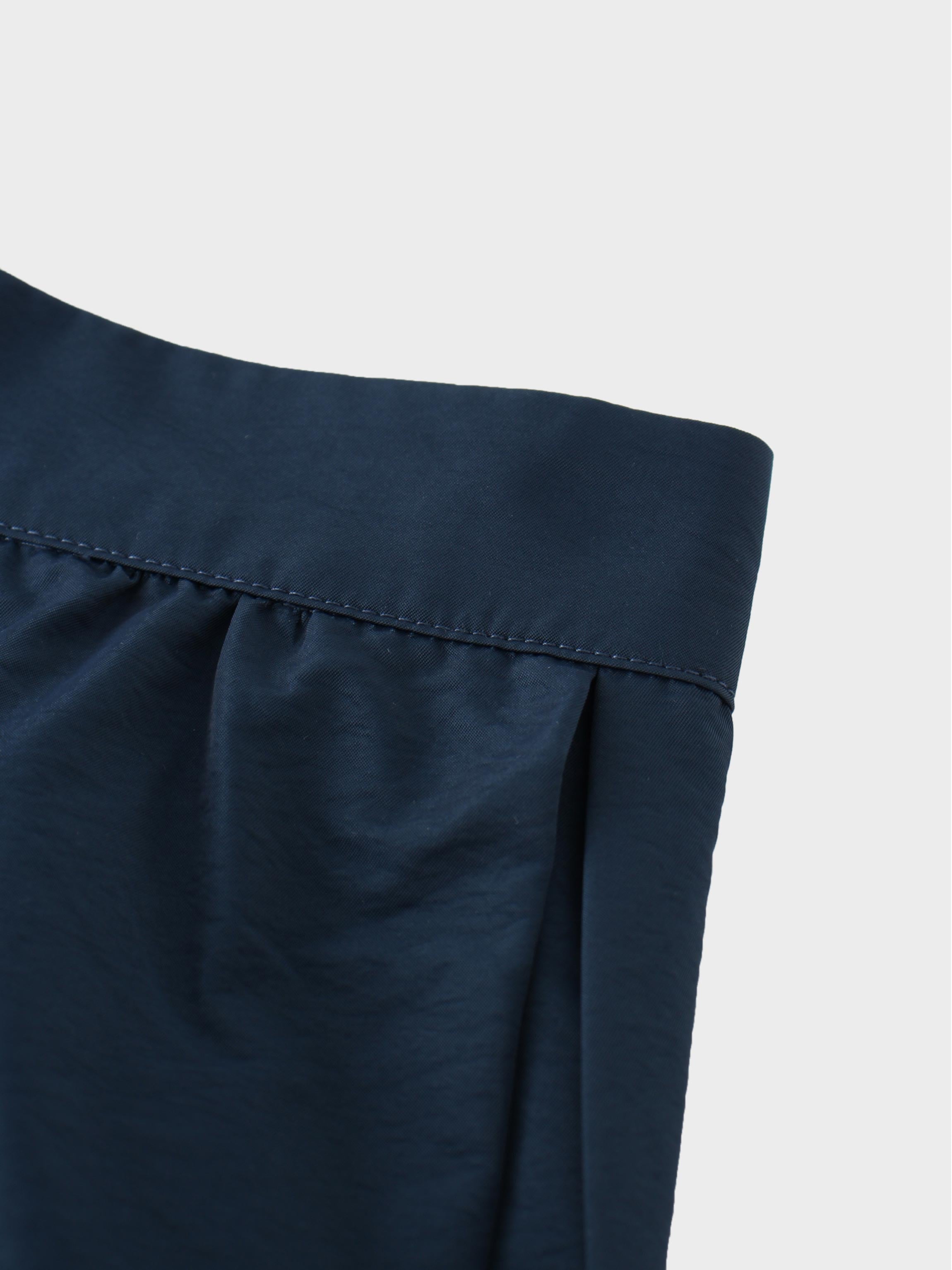 Waisted Full Taffeta Skirt-Navy