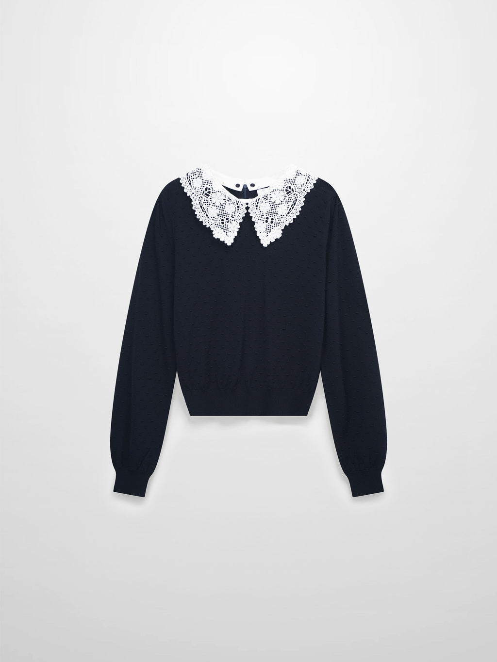 Crew Neck Pebbled Sweater-Navy