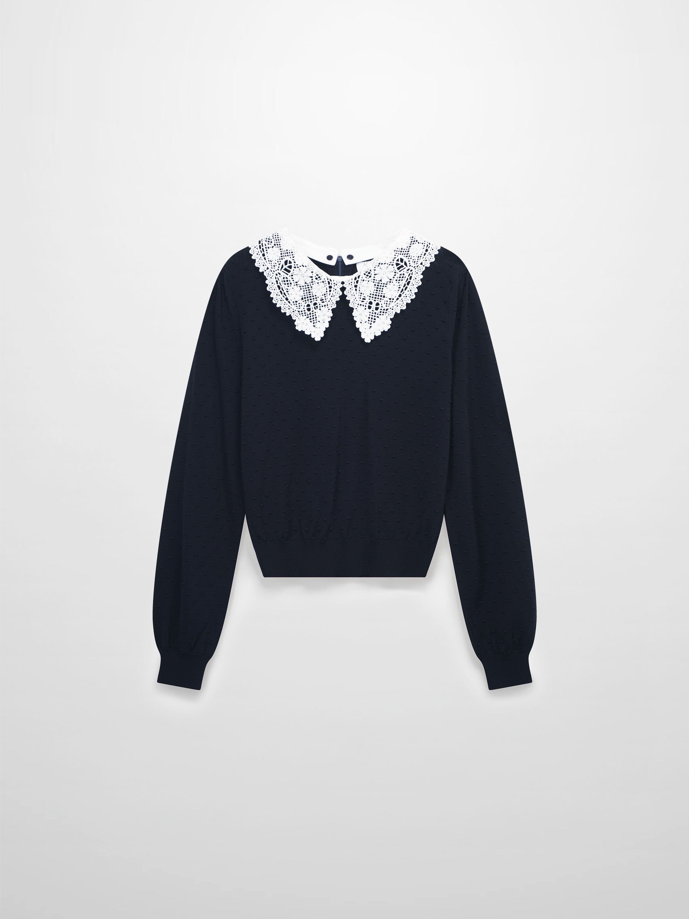 Crew Neck Pebbled Sweater-Navy