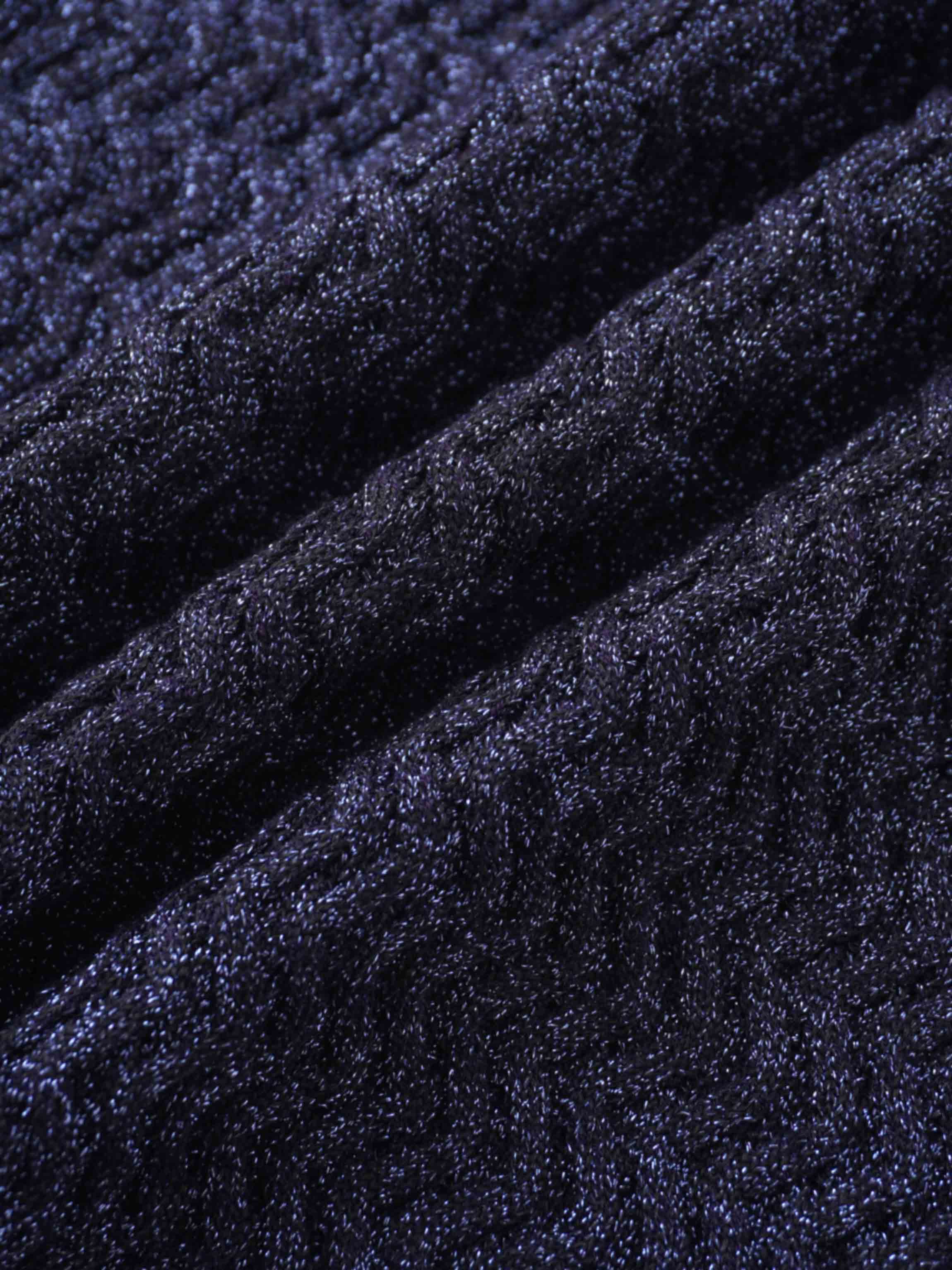 Textured Lurex Crew Sweater-Navy