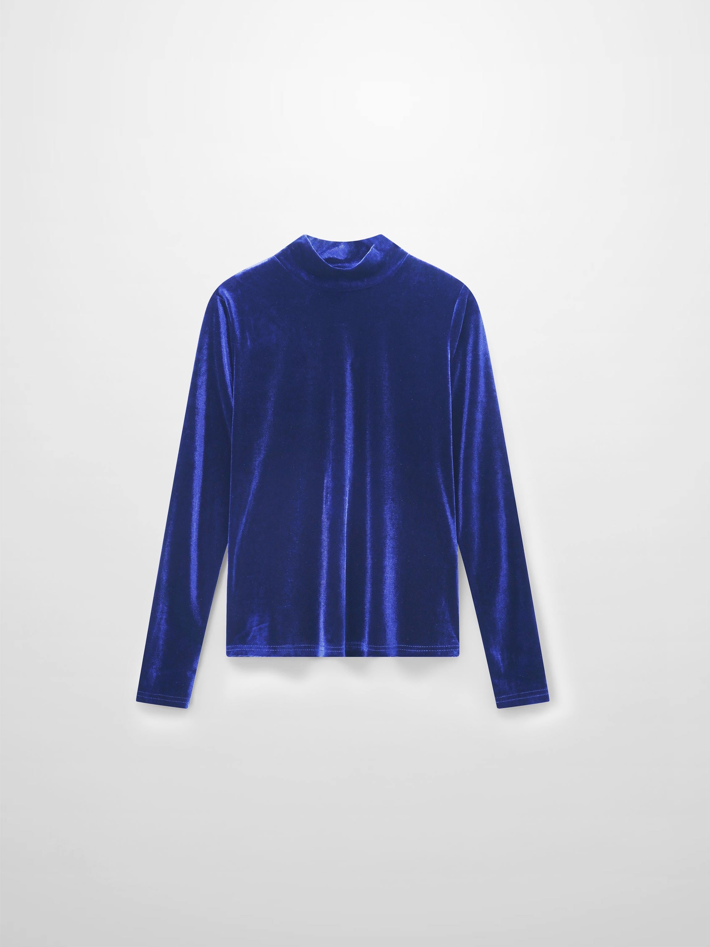 Velour Mock Neck Turtleneck-Navy
