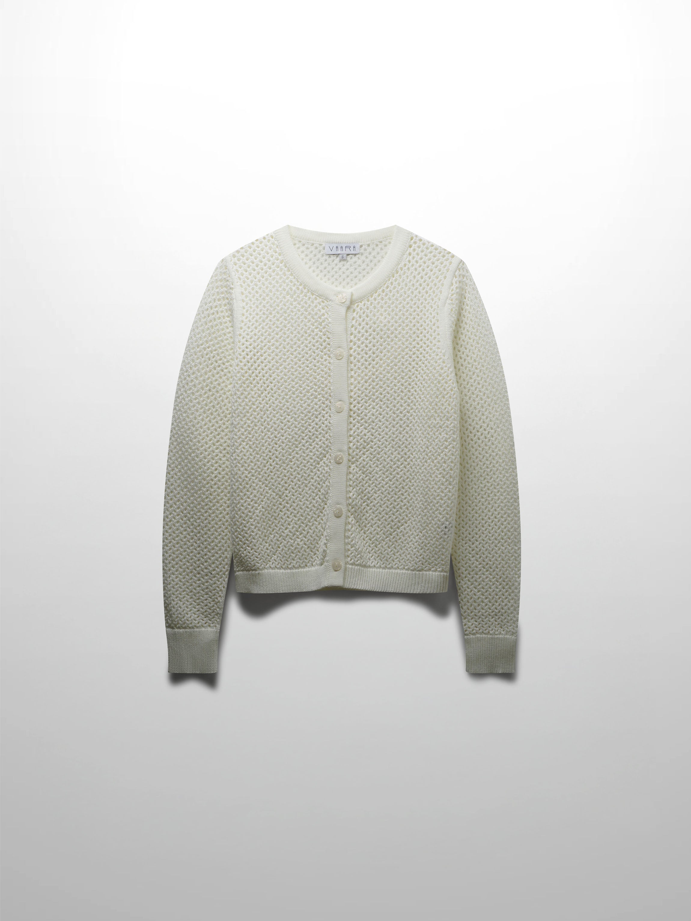 Crochet Knit Button Down Cardigan-White