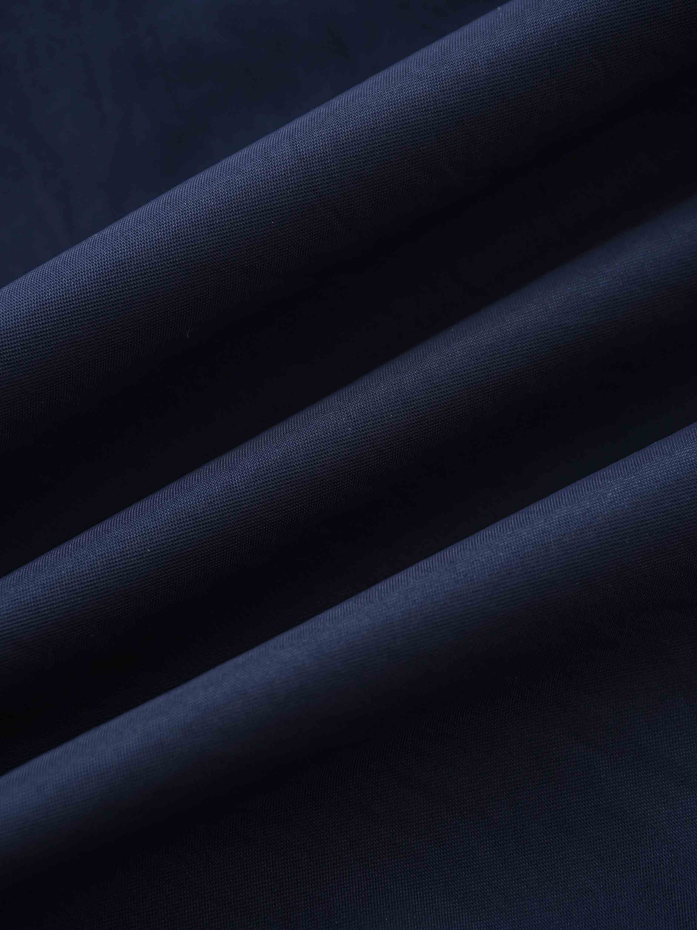 Bubble Sleeve Taffeta Top-Navy