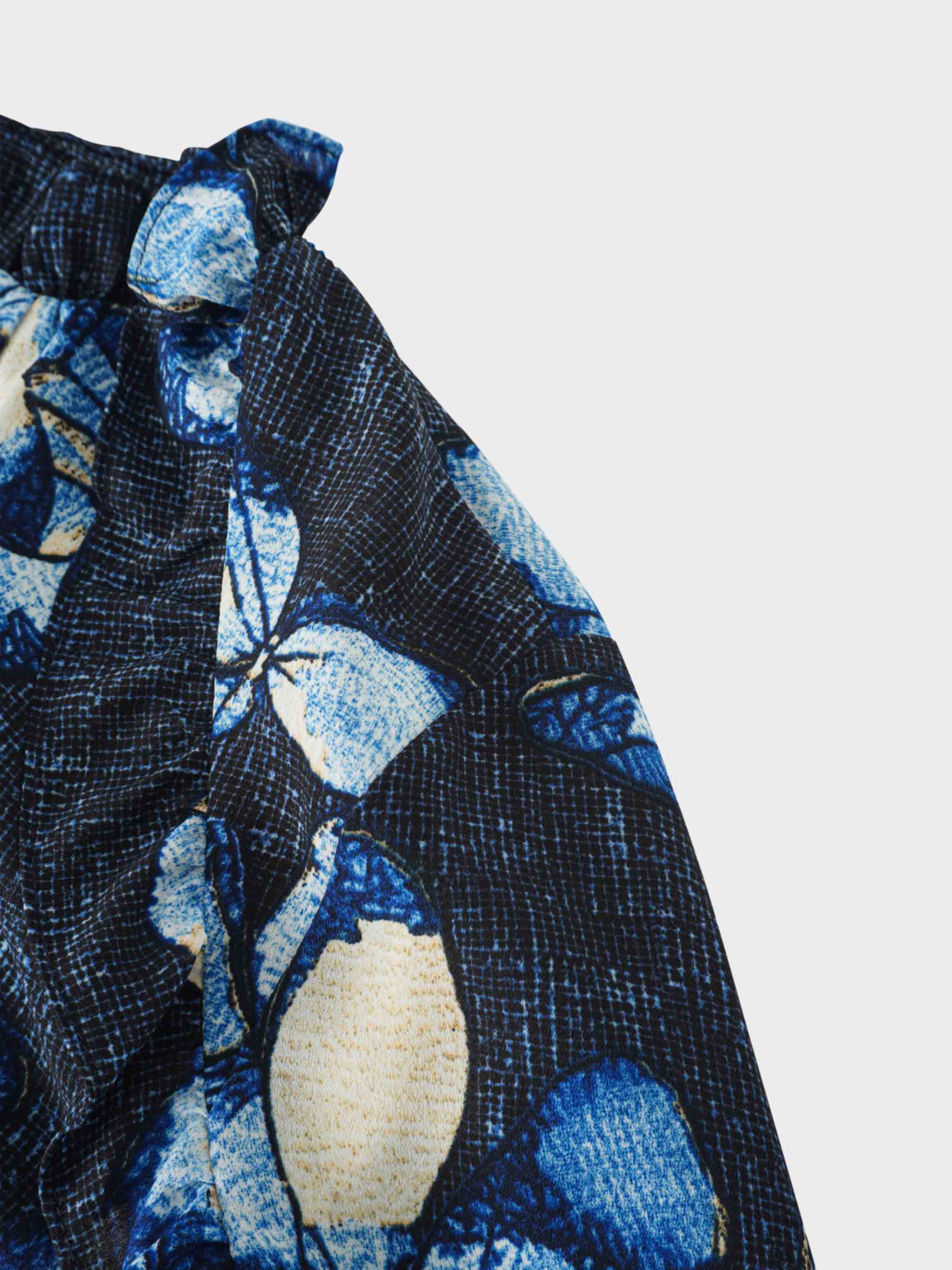 Layered Belted Dress-Blue Floral