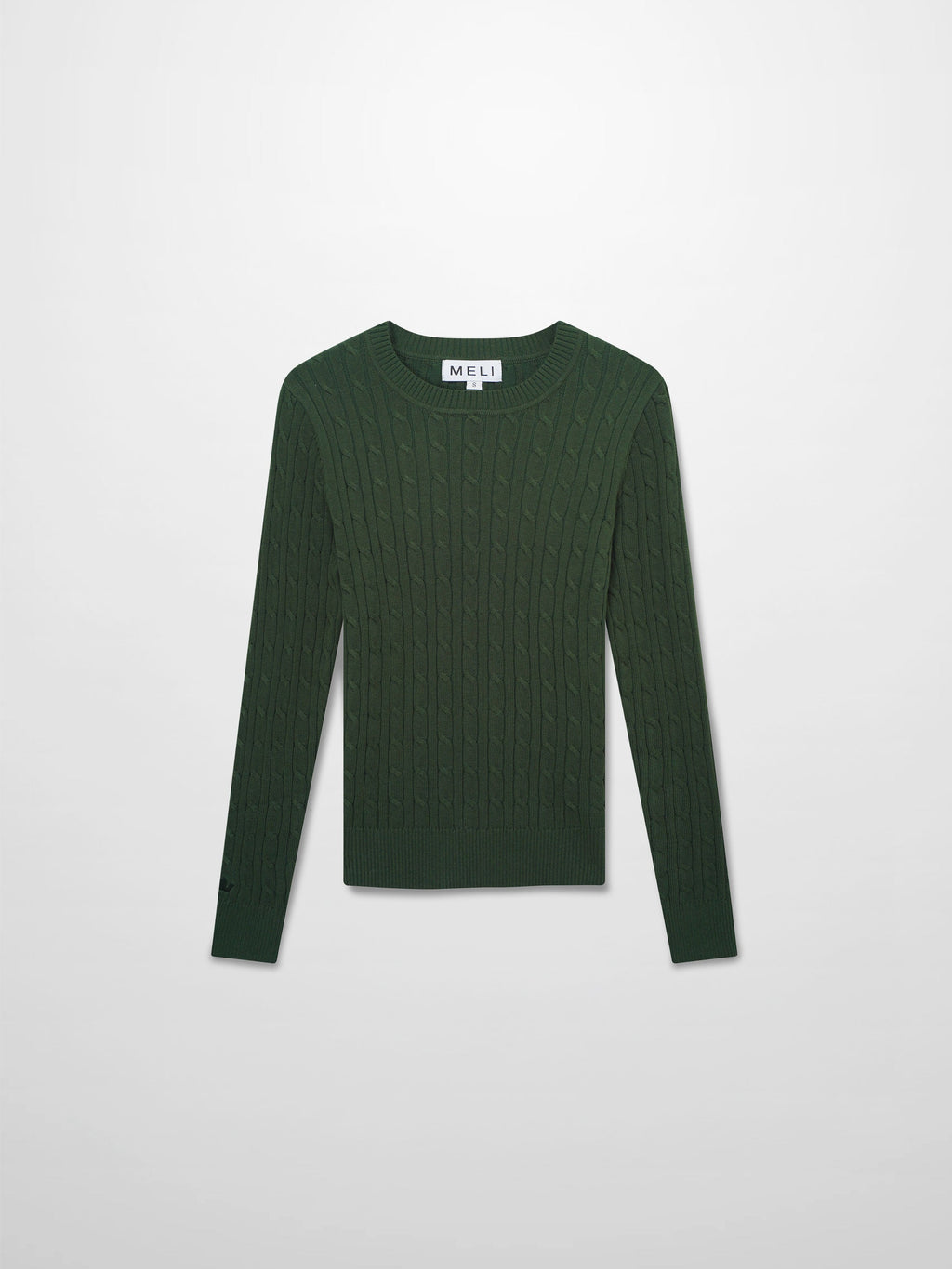 Crew Neck Cable Sweater-Hunter Green