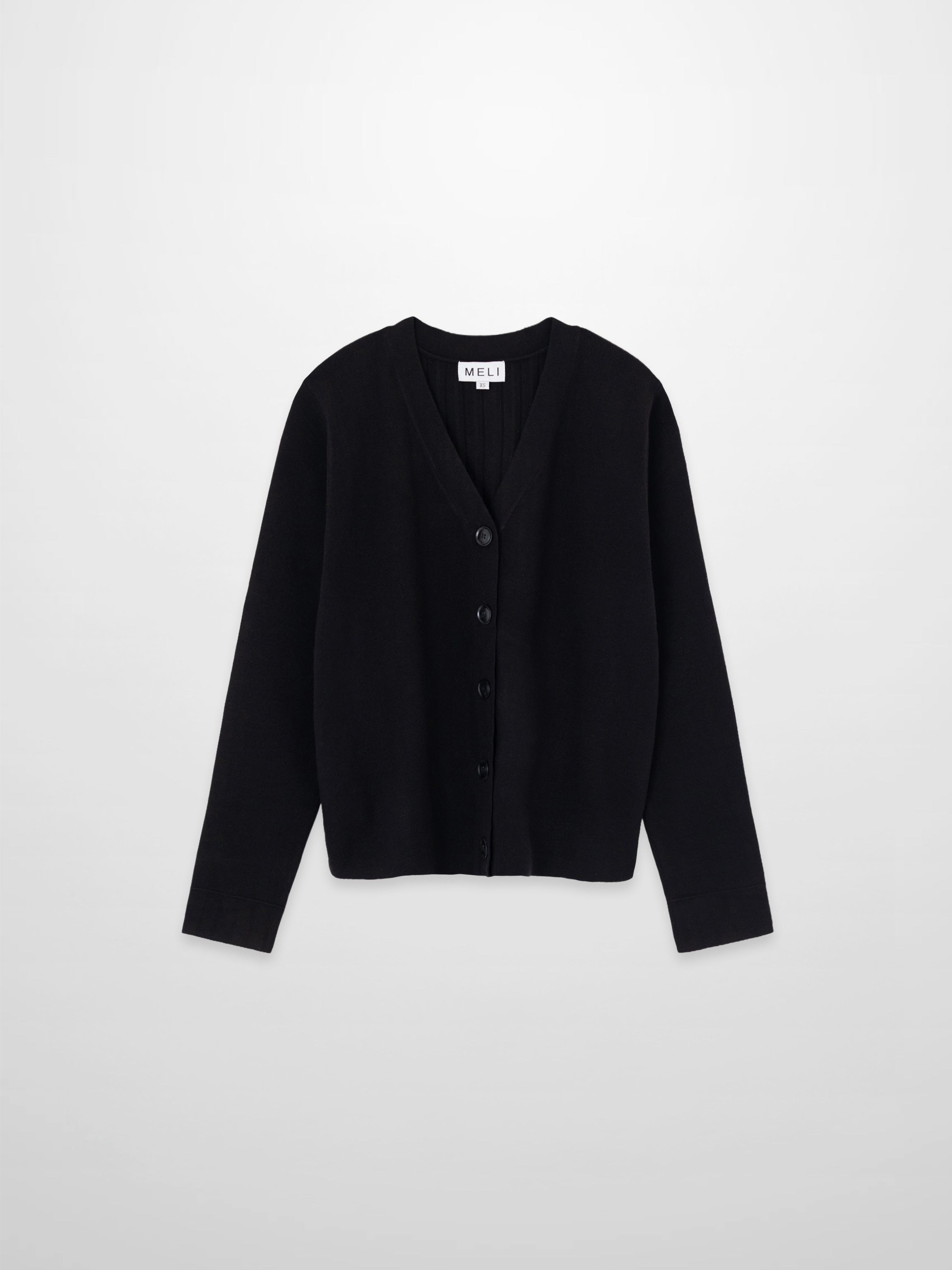 Back Wide Ribbed Cardigan Sweater-Black