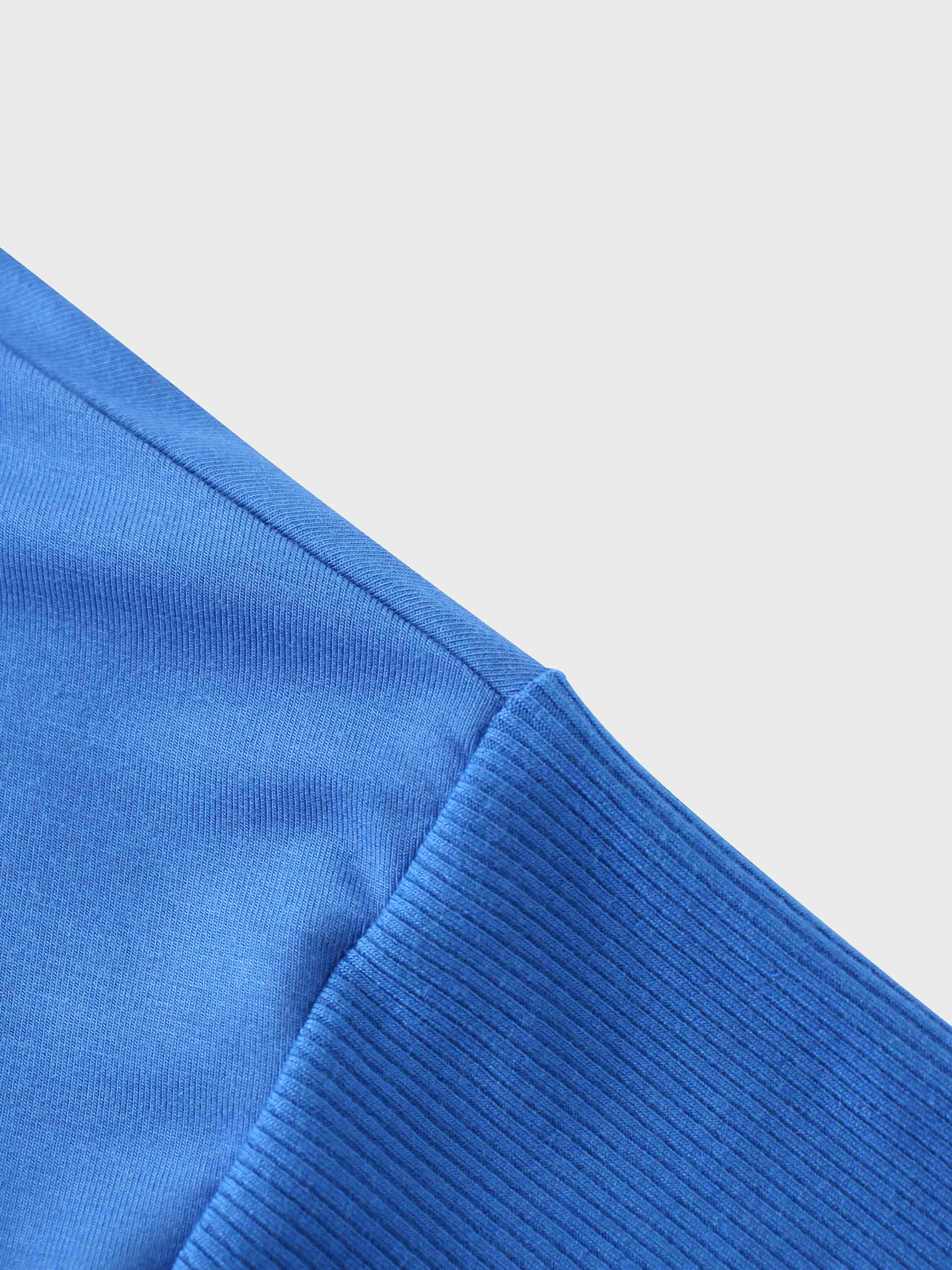 RIBBED BOTTOM T-SHIRT-COBALT BLUE