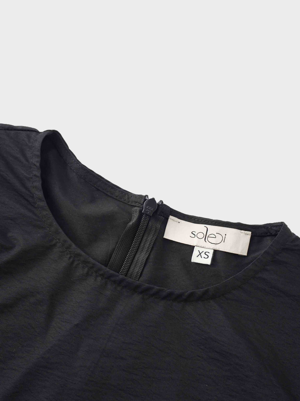 Bubble Sleeve Taffeta Top-Black