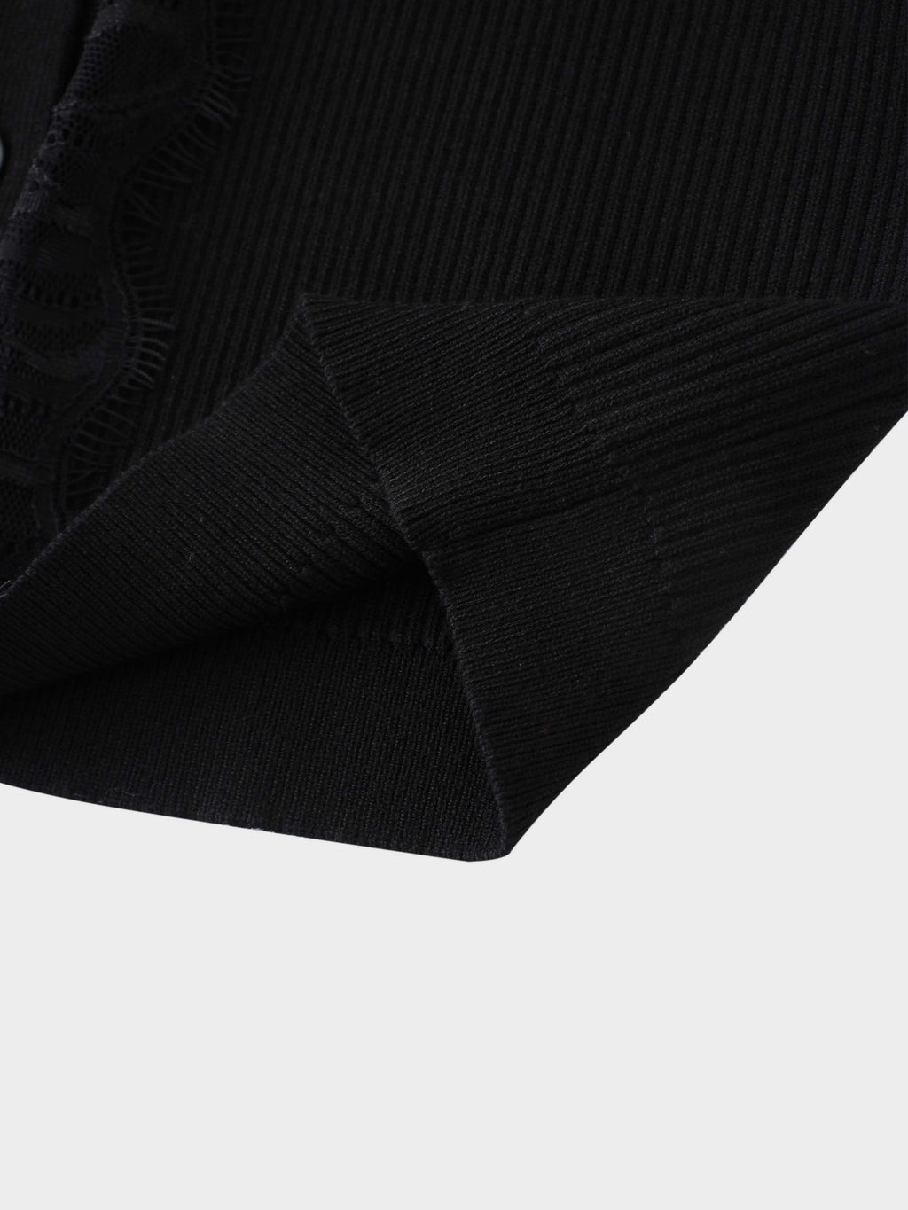 Lace Trimmed Sweater-Black