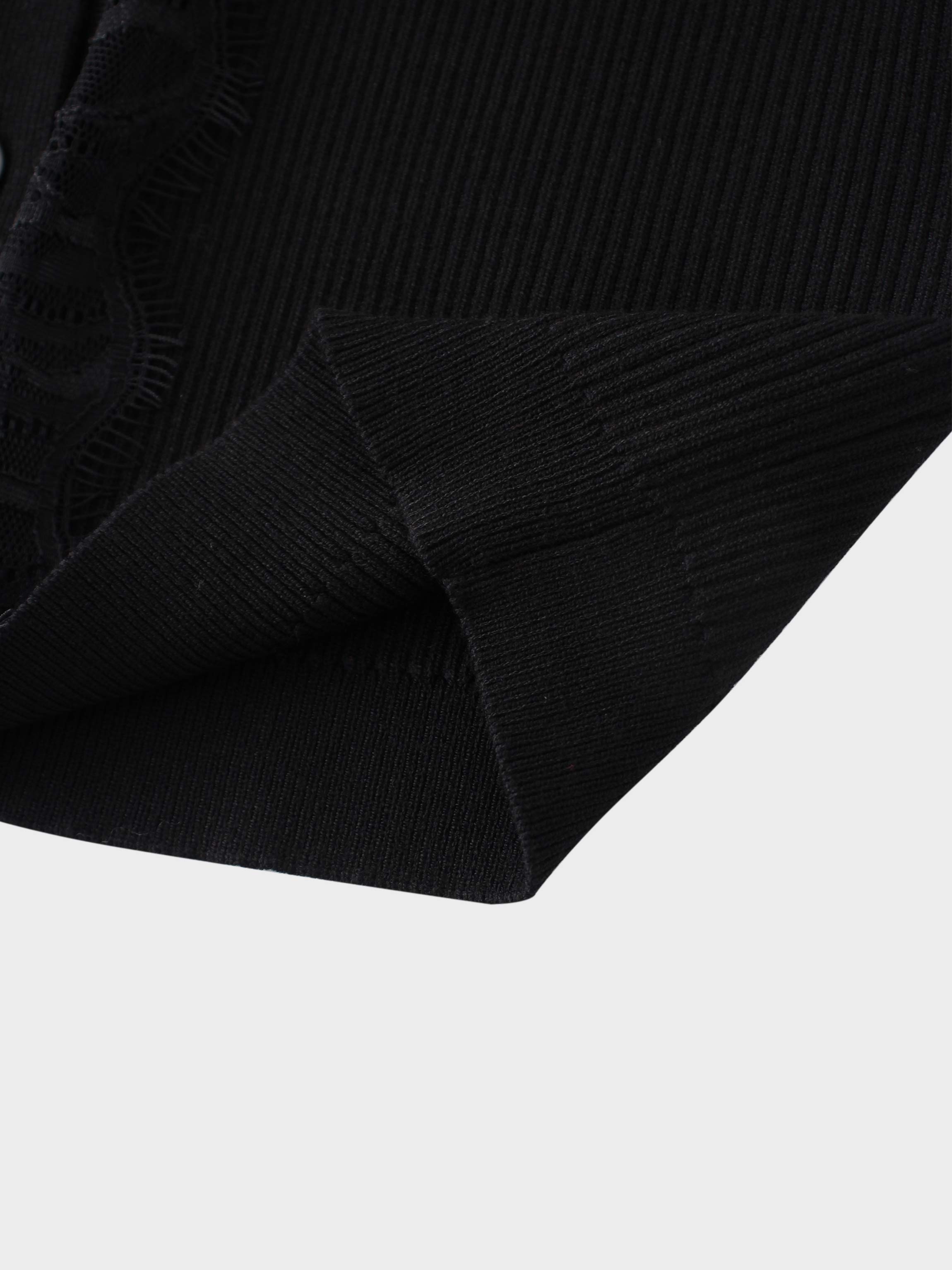 Lace Trimmed Sweater-Black