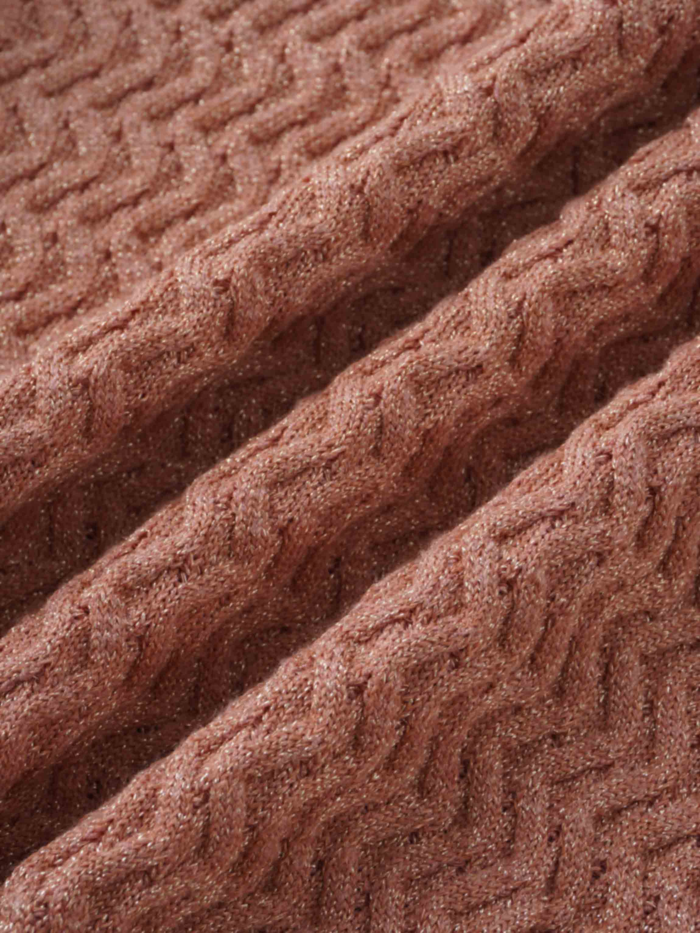 Textured Lurex Crew Sweater-Blush