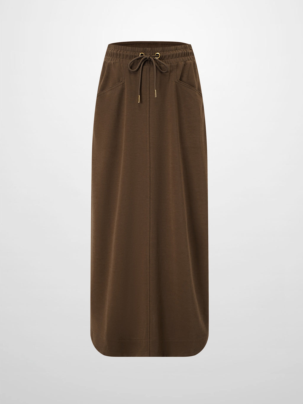 Drawstring Pocket T-Shirt Skirt-Brown