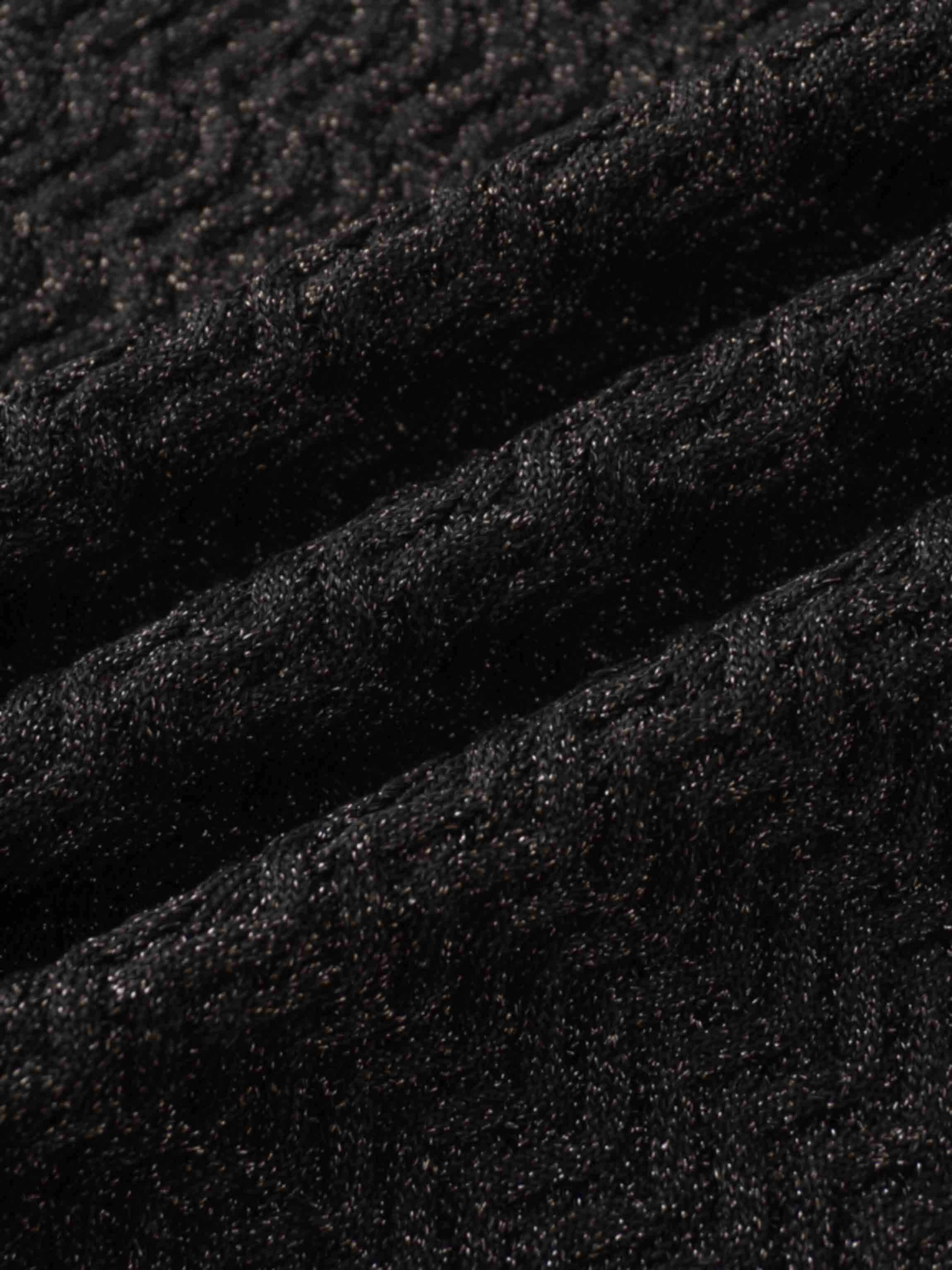 Textured Lurex Crew Sweater-Black