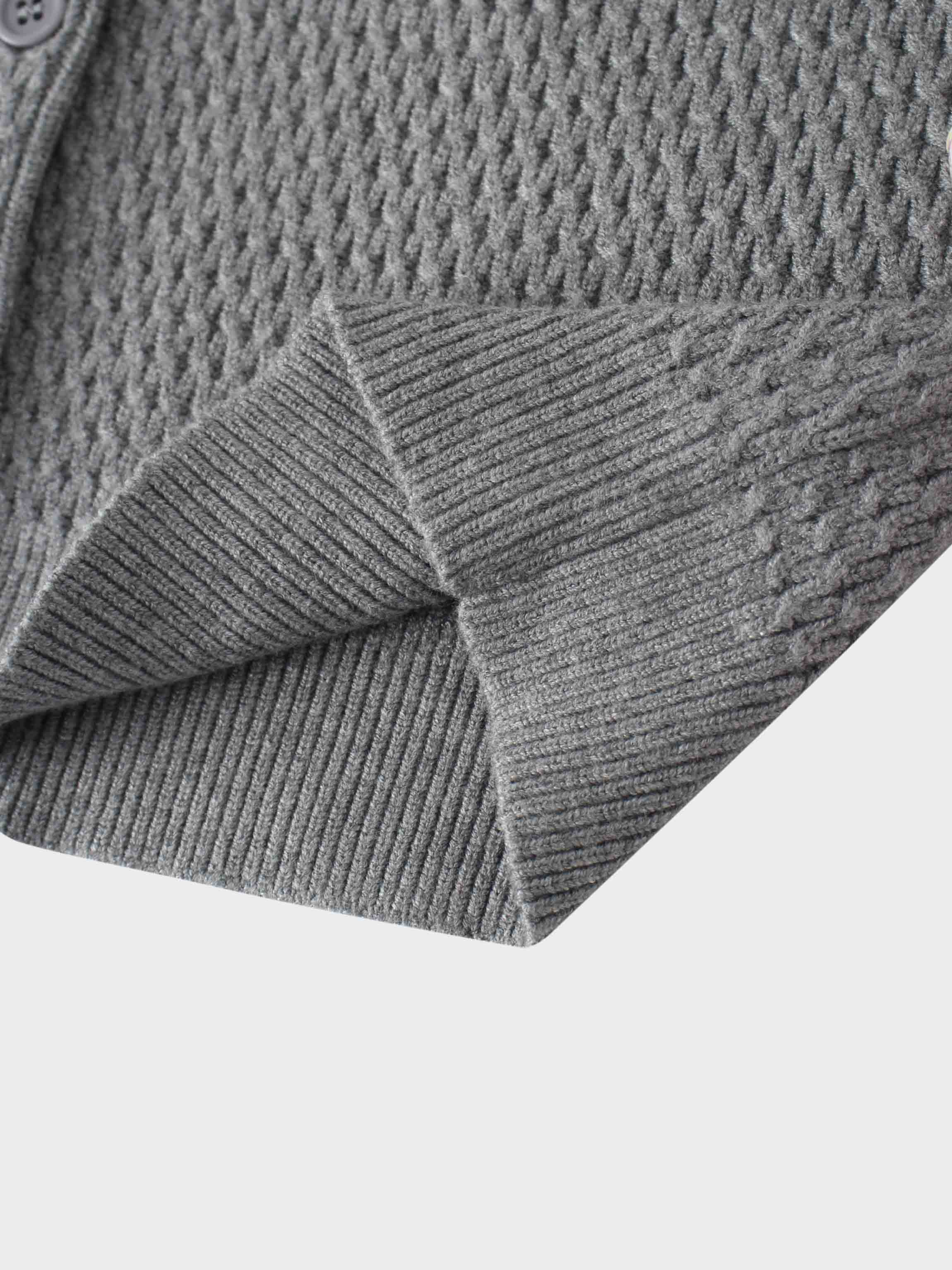 Textured Crew Cardigan-Grey