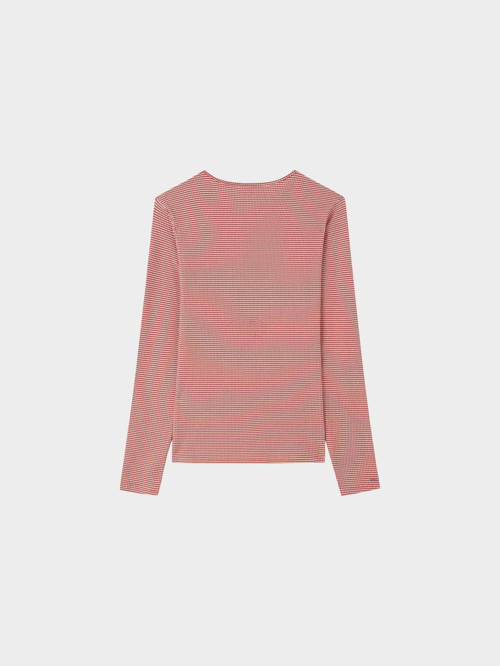 Waffle Striped Crew Tee-Rose/White