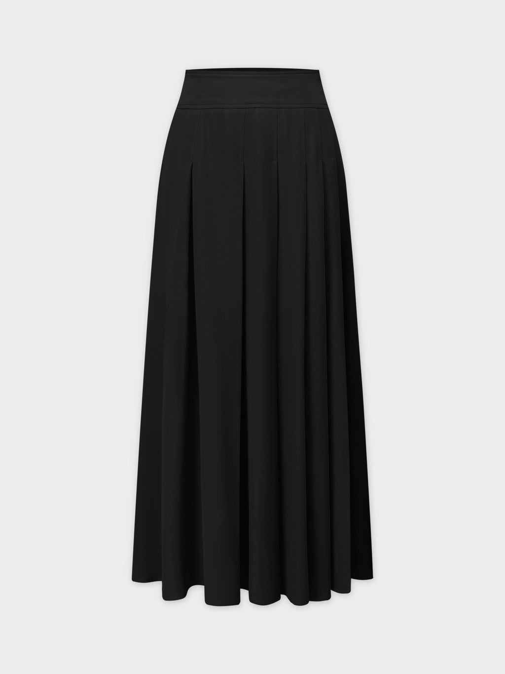 Yoke Pleated Skirt 37"-Black