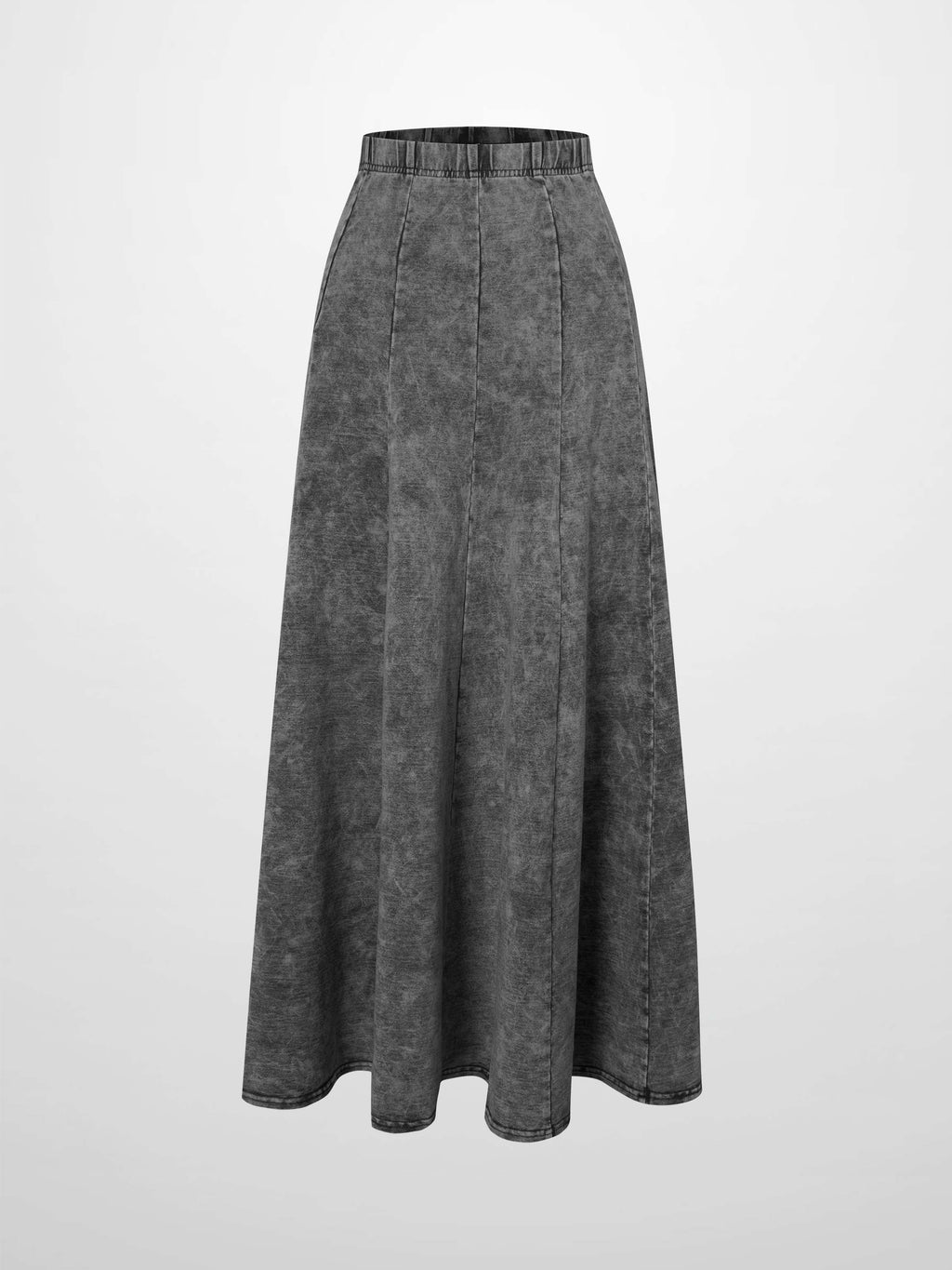 Paneled Flare Skirt 37"-Black Wash