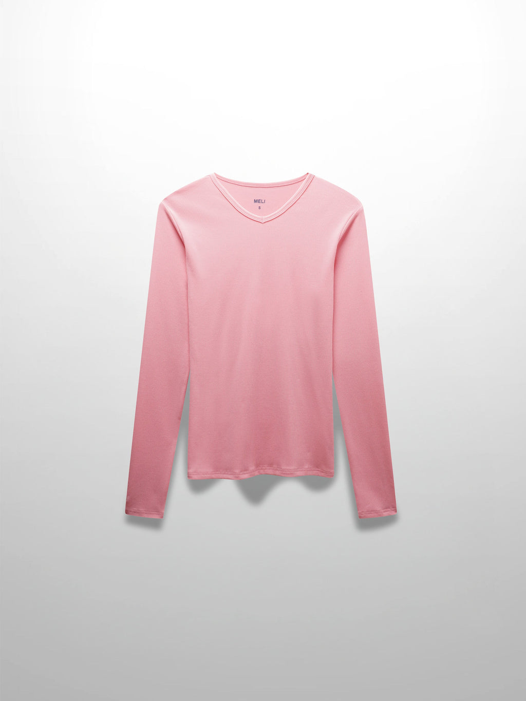 RIBBED HIGH V TEE LS-SO PINK