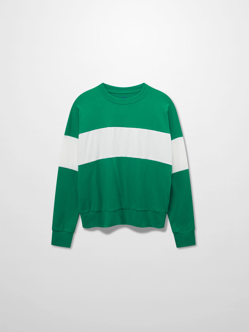 Wide Stripe Bomber Tee-Kelley Green/White