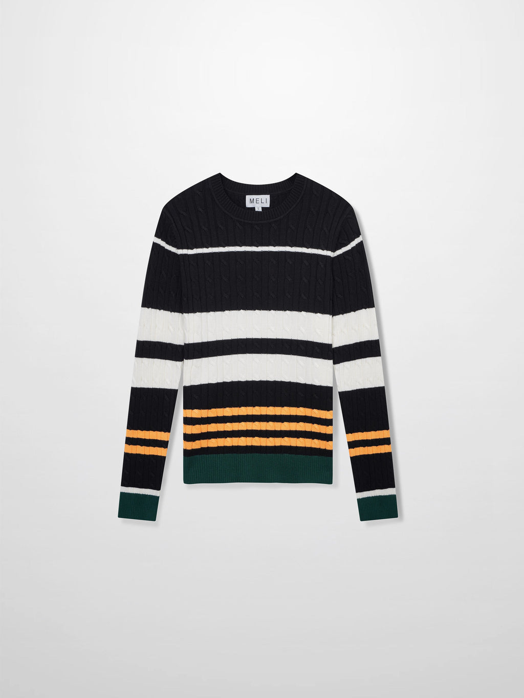 Striped Cable Sweater-Nautical Stripe