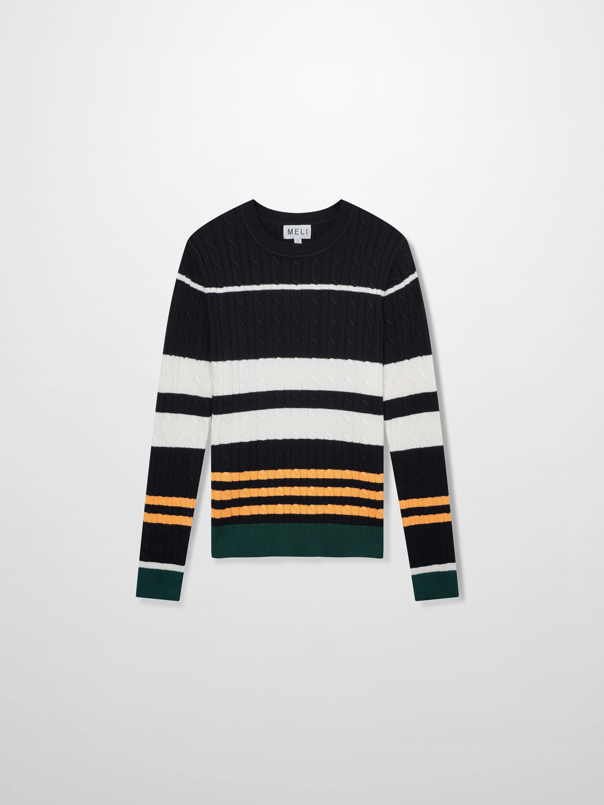 Striped Cable Sweater-Nautical Stripe