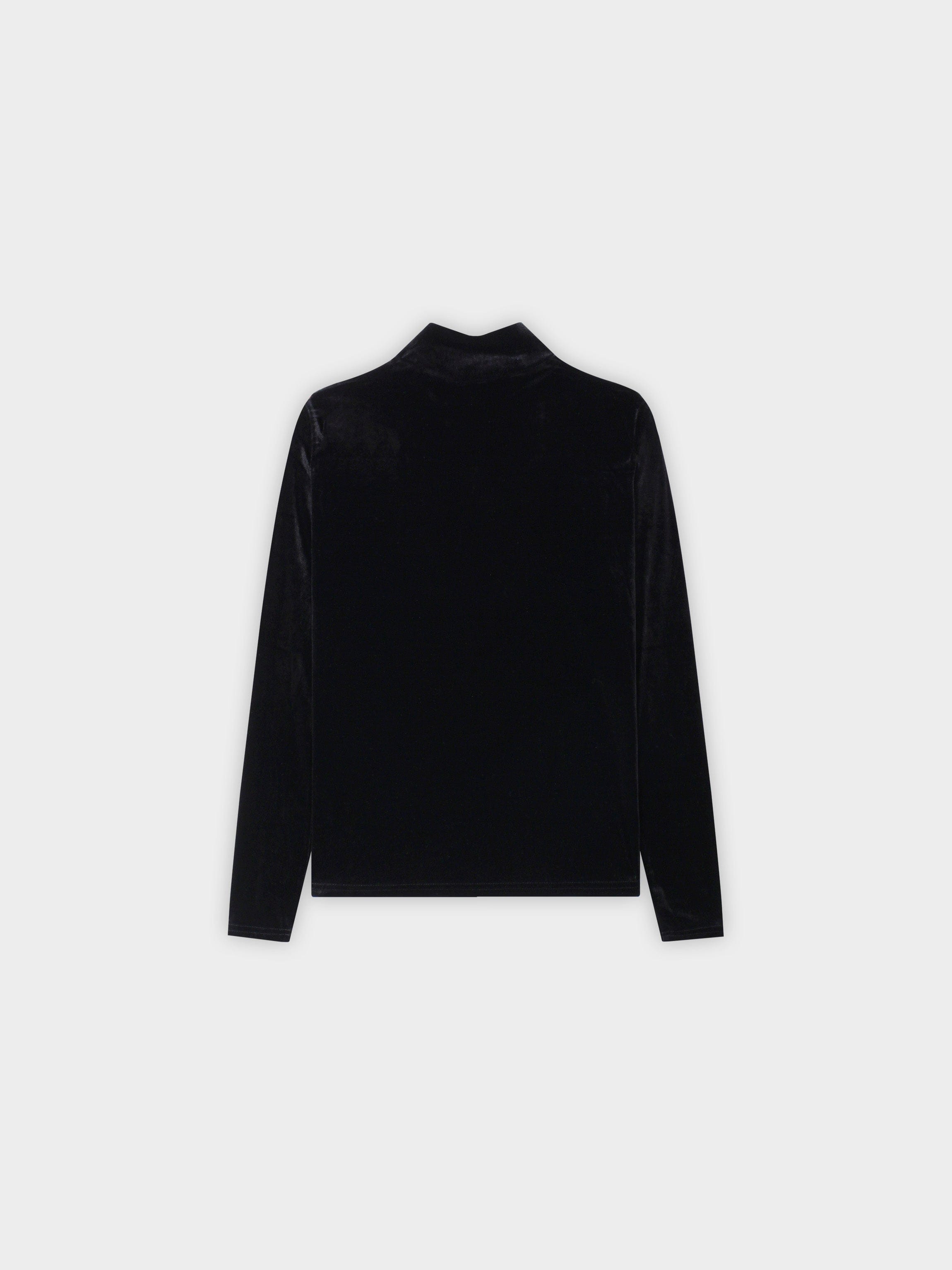 Velour Mock Neck Turtleneck-Black