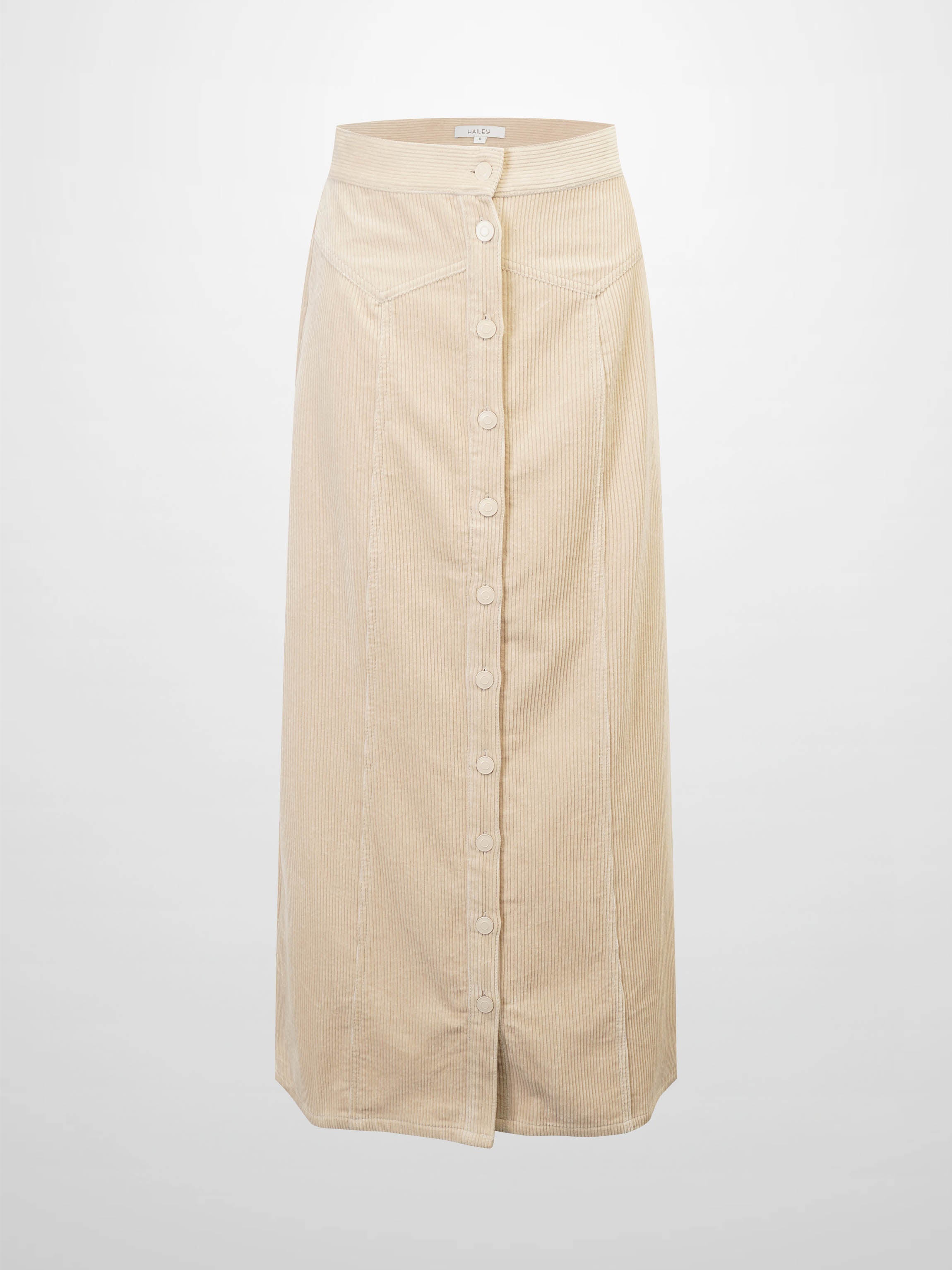 Button Down A-Line Corduroy Skirt-Warm Vanilla