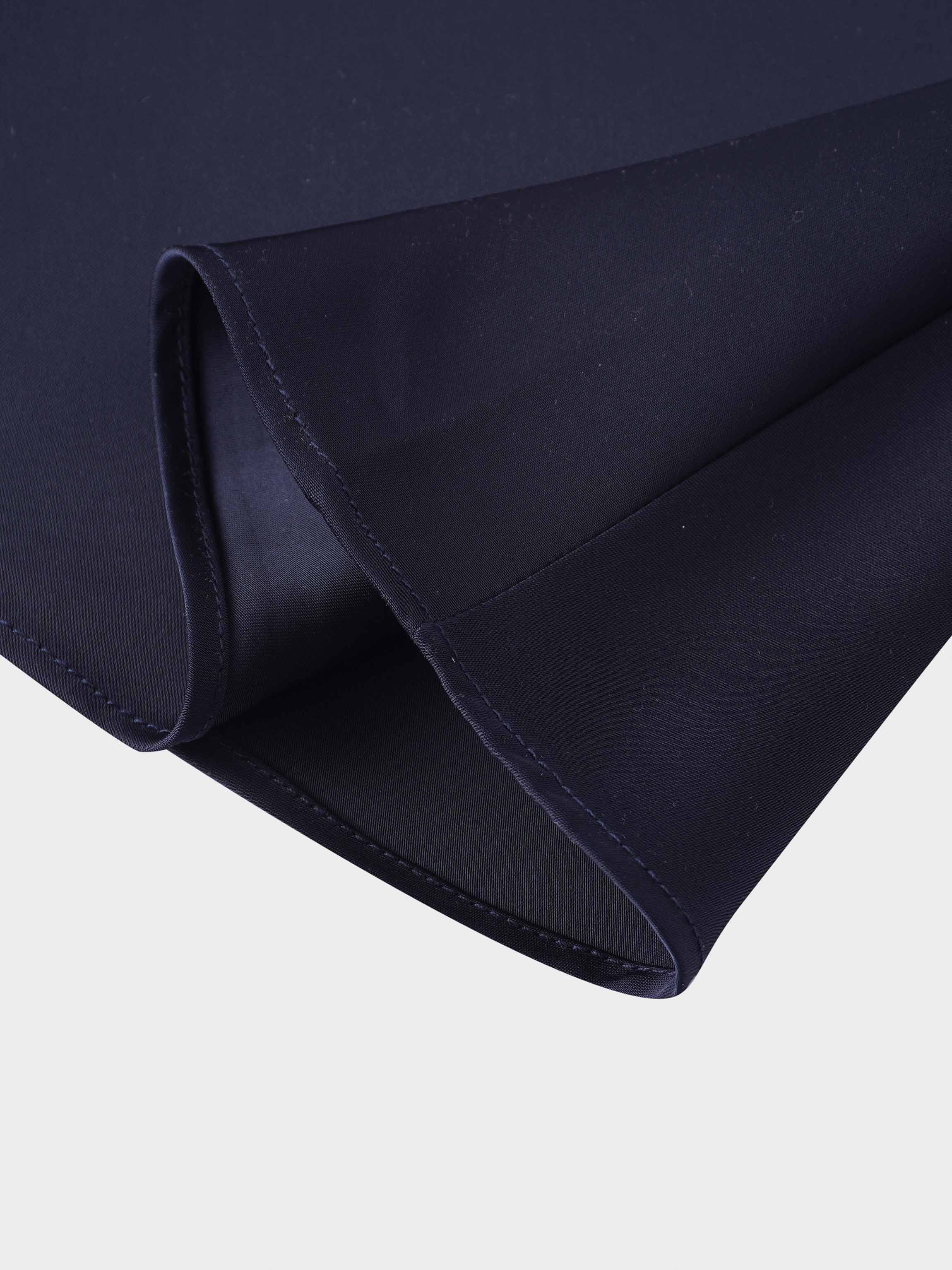 Solid Faux Satin Slip Skirt-Dark Blue/Navy