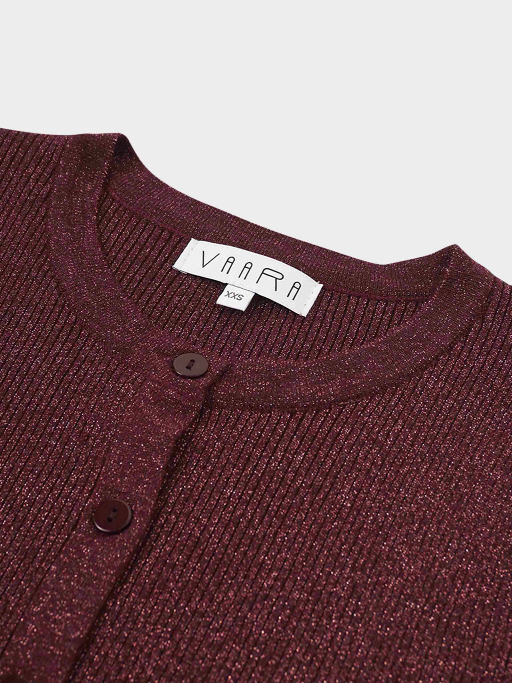 Lurex Ribbed Sweater-Heathered Burgundy