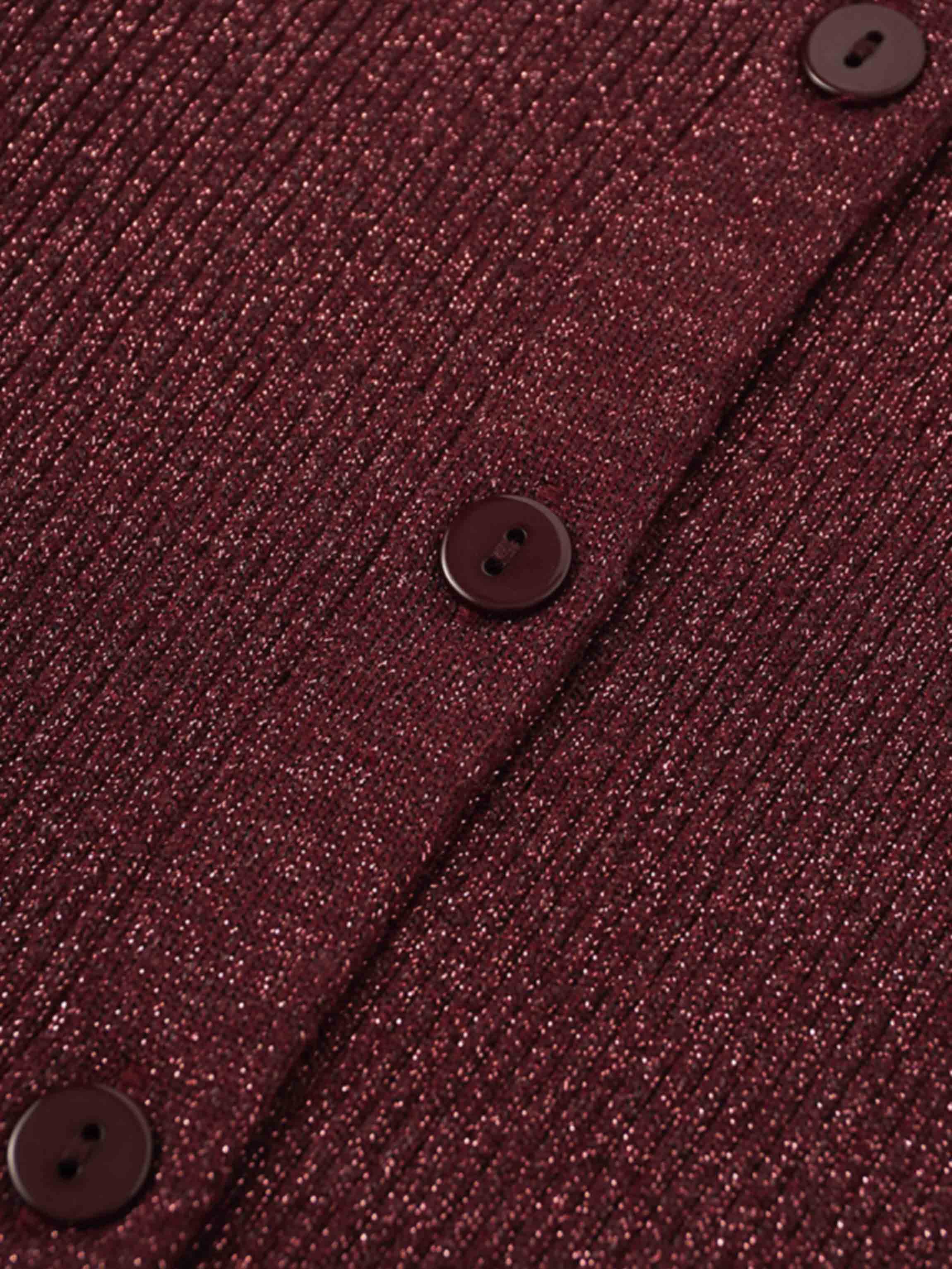 Lurex Ribbed Sweater-Heathered Burgundy