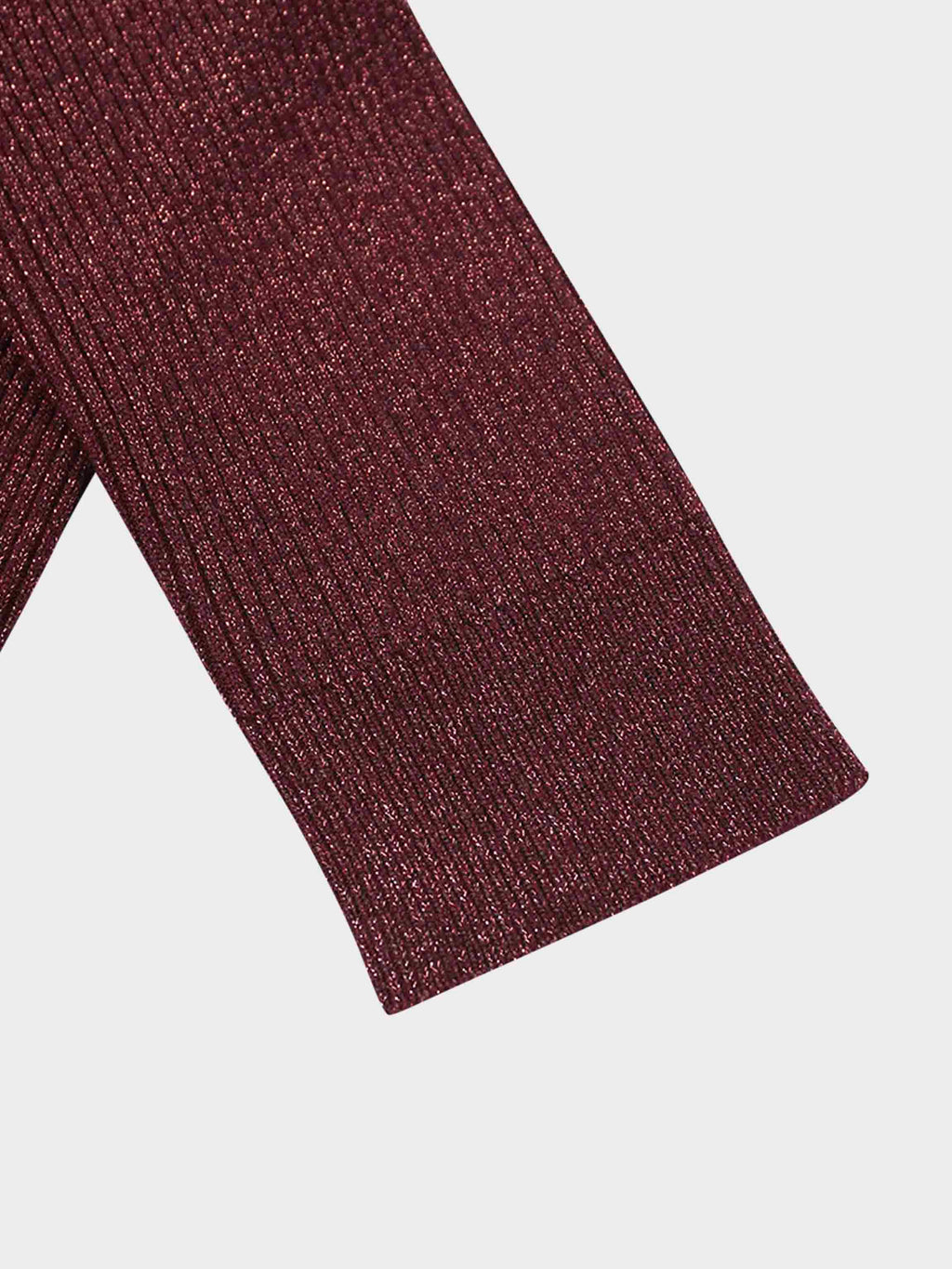 Lurex Ribbed Sweater-Heathered Burgundy