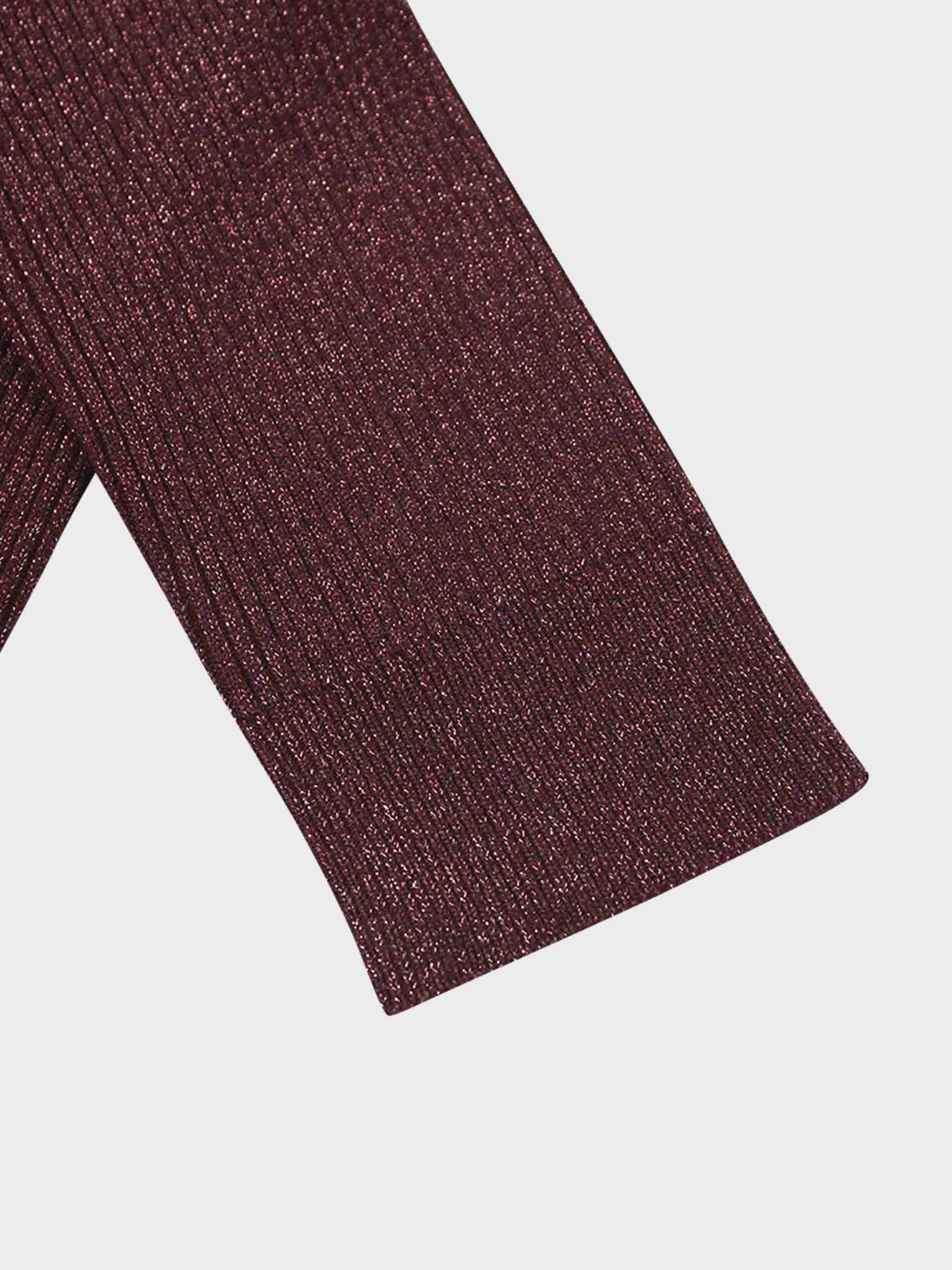 Lurex Ribbed Sweater-Heathered Burgundy