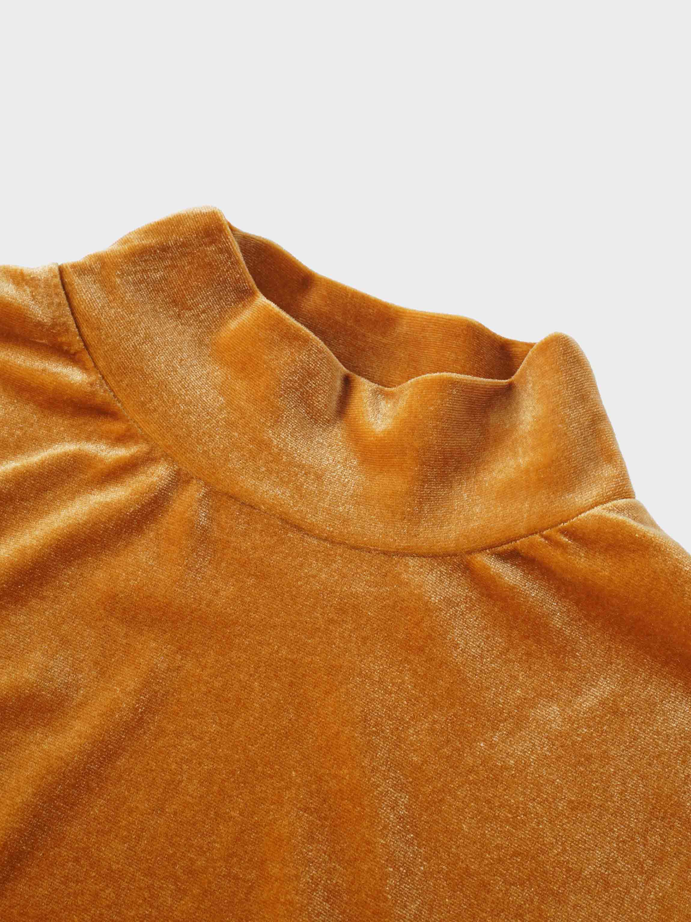 Velour Mock Neck Turtleneck-Mocha Mousse