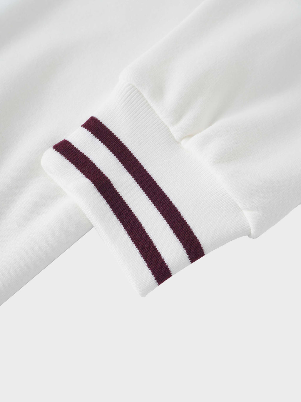 Striped High Neck Sweatshirt-White/Burgundy